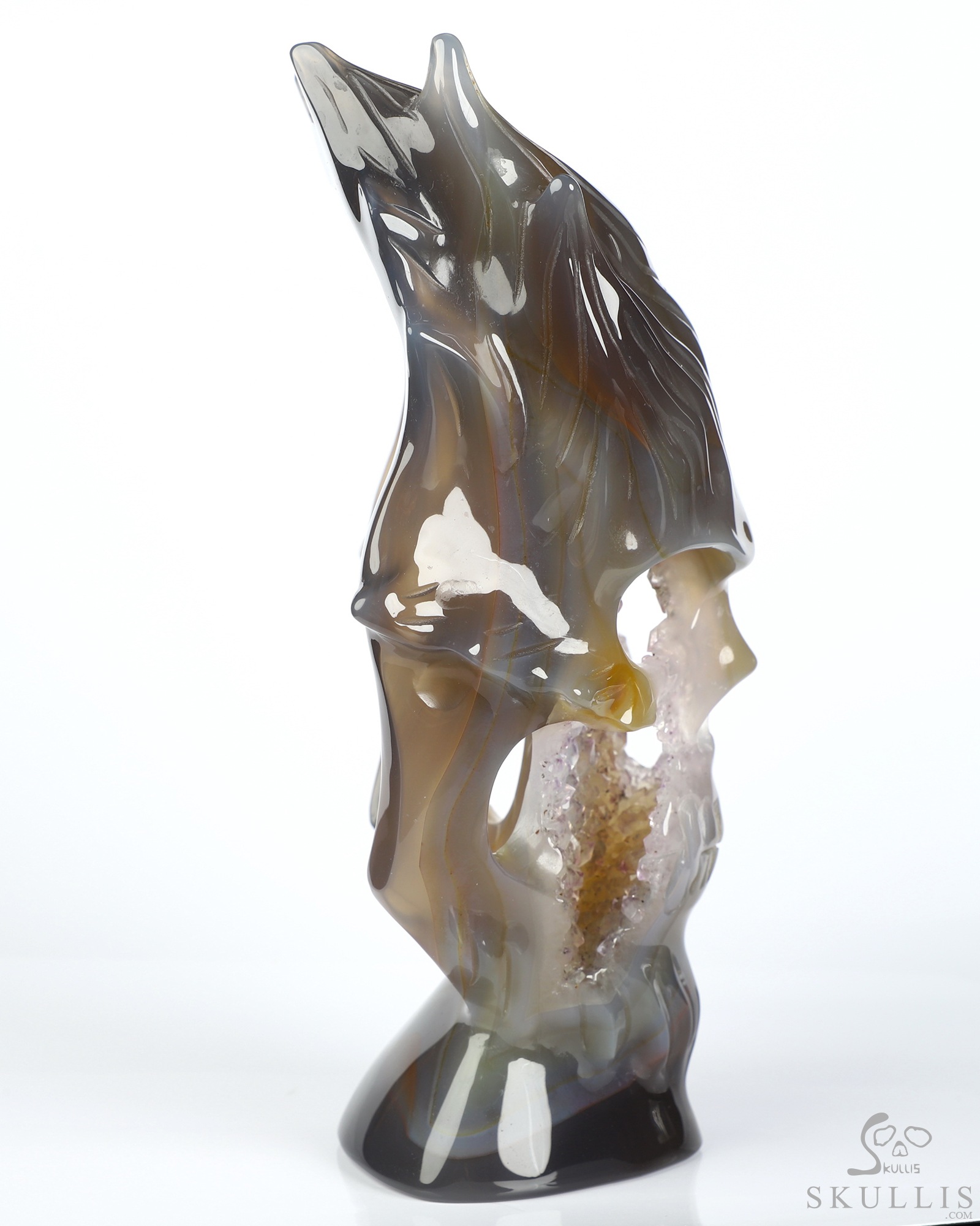 6.4" Premium Brazilian Agate Hand Carved Countenance Crystal Skull Mask Sculpture, Crystal Healing 6.4" Premium Brazilian Agate Hand Carved Countenance Crystal Skull Mask Sculpture, Crystal Healing