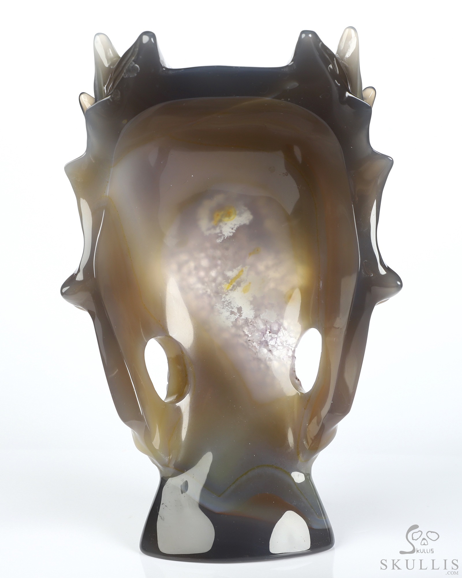 6.4" Premium Brazilian Agate Hand Carved Countenance Crystal Skull Mask Sculpture, Crystal Healing 6.4" Premium Brazilian Agate Hand Carved Countenance Crystal Skull Mask Sculpture, Crystal Healing