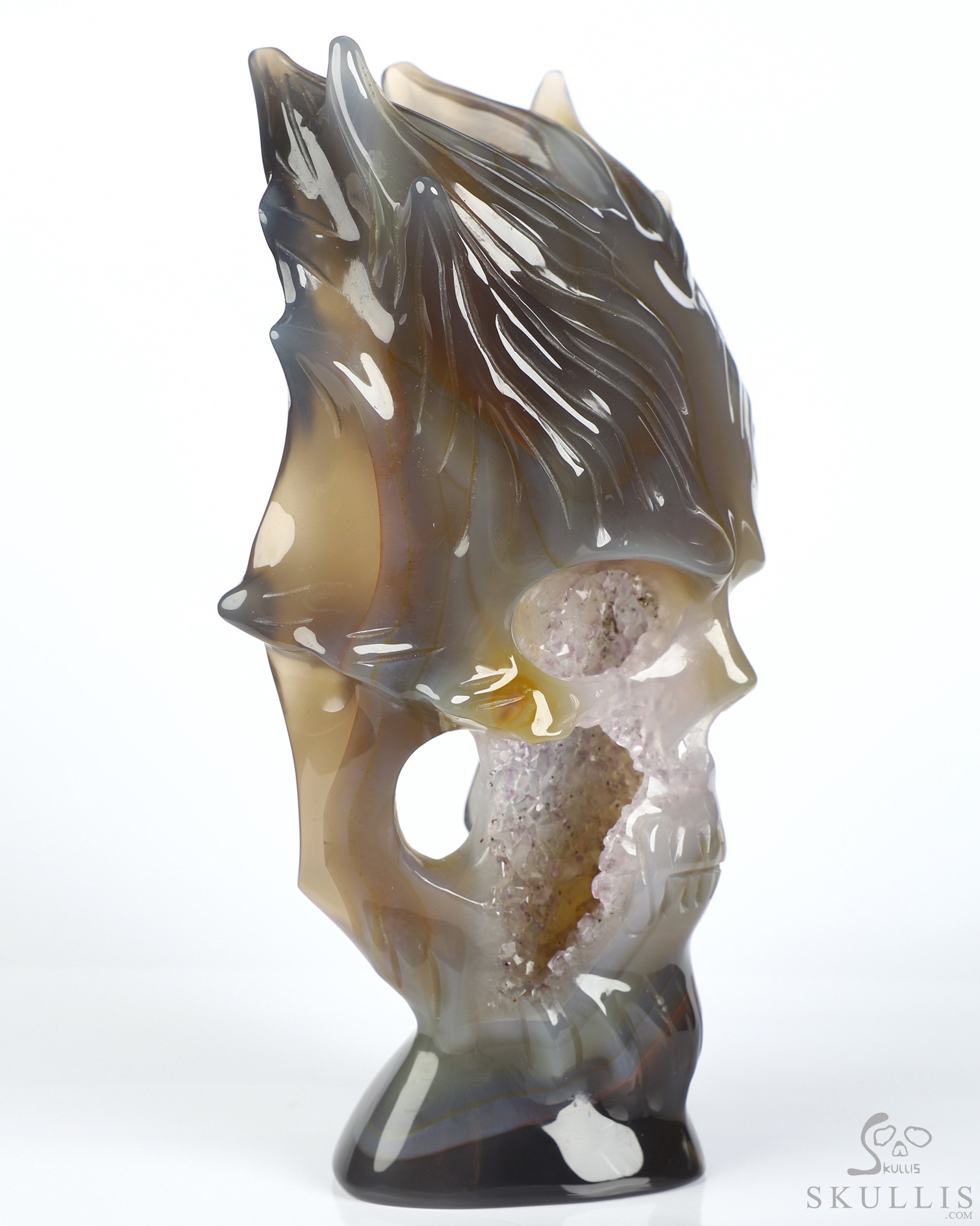 6.4" Premium Brazilian Agate Hand Carved Countenance Crystal Skull Mask Sculpture, Crystal Healing 6.4" Premium Brazilian Agate Hand Carved Countenance Crystal Skull Mask Sculpture, Crystal Healing