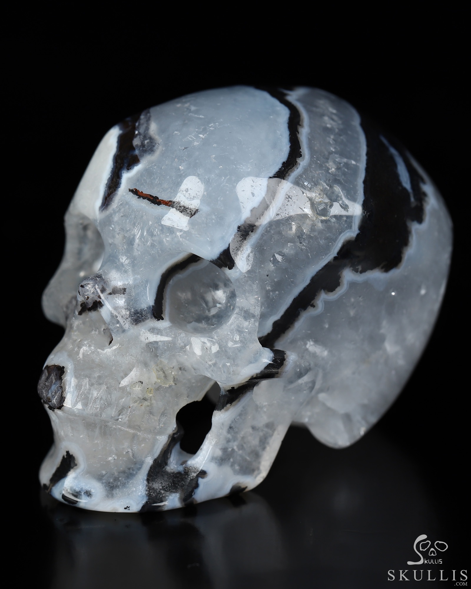 2.1" Black Zebra Agate Hand Carved Crystal Skull, Super Realistic, Crystal Healing 2.1" Black Zebra Agate Hand Carved Crystal Skull, Super Realistic, Crystal Healing