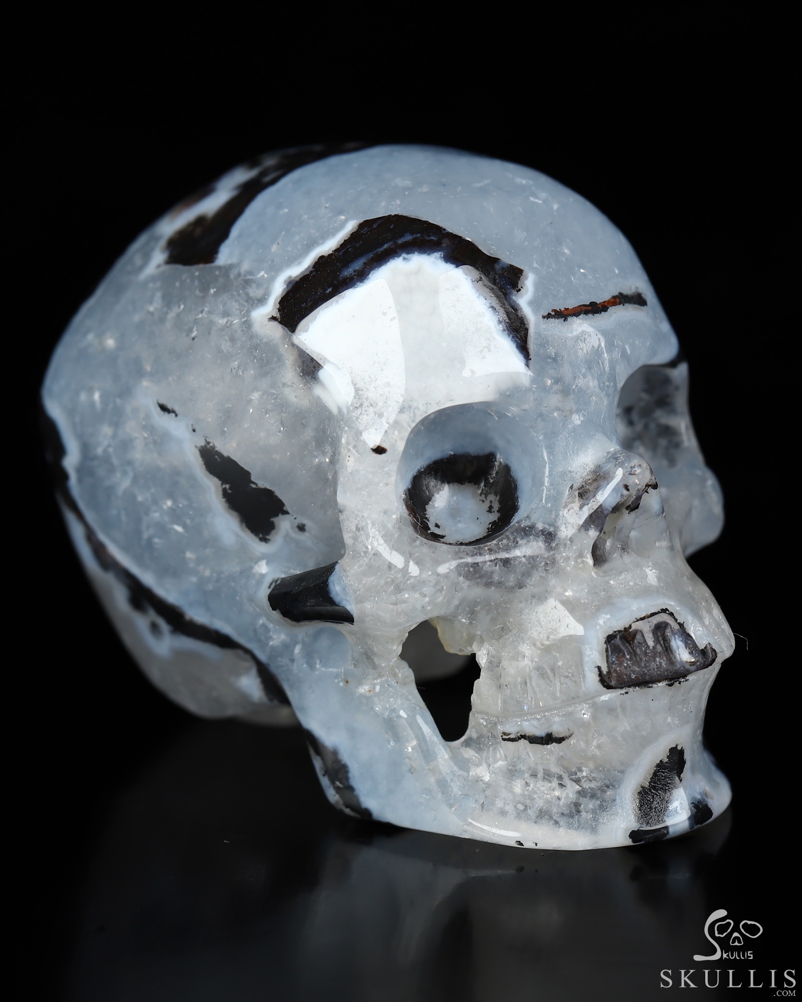 2.1" Black Zebra Agate Hand Carved Crystal Skull, Super Realistic, Crystal Healing 2.1" Black Zebra Agate Hand Carved Crystal Skull, Super Realistic, Crystal Healing