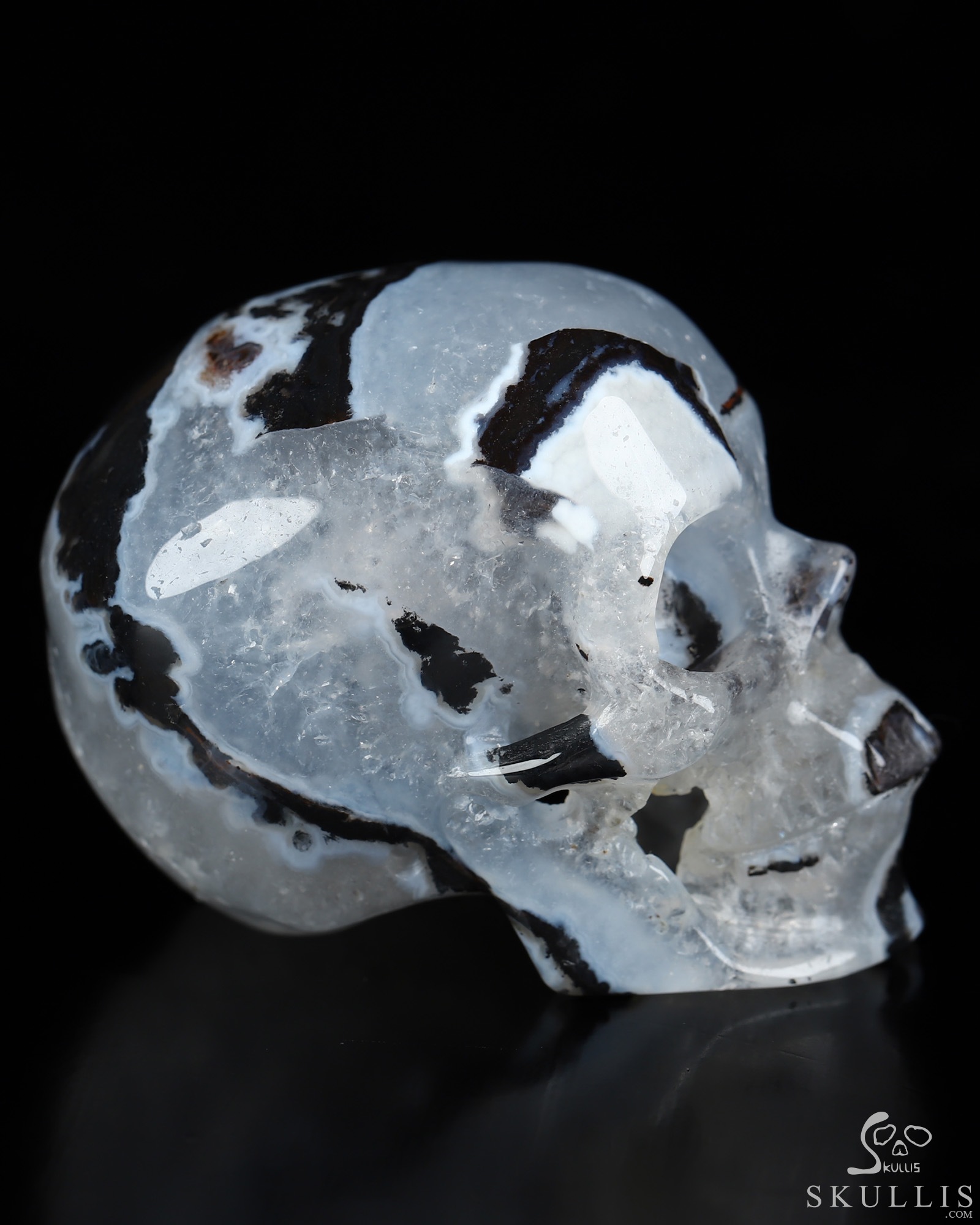 2.1" Black Zebra Agate Hand Carved Crystal Skull, Super Realistic, Crystal Healing 2.1" Black Zebra Agate Hand Carved Crystal Skull, Super Realistic, Crystal Healing