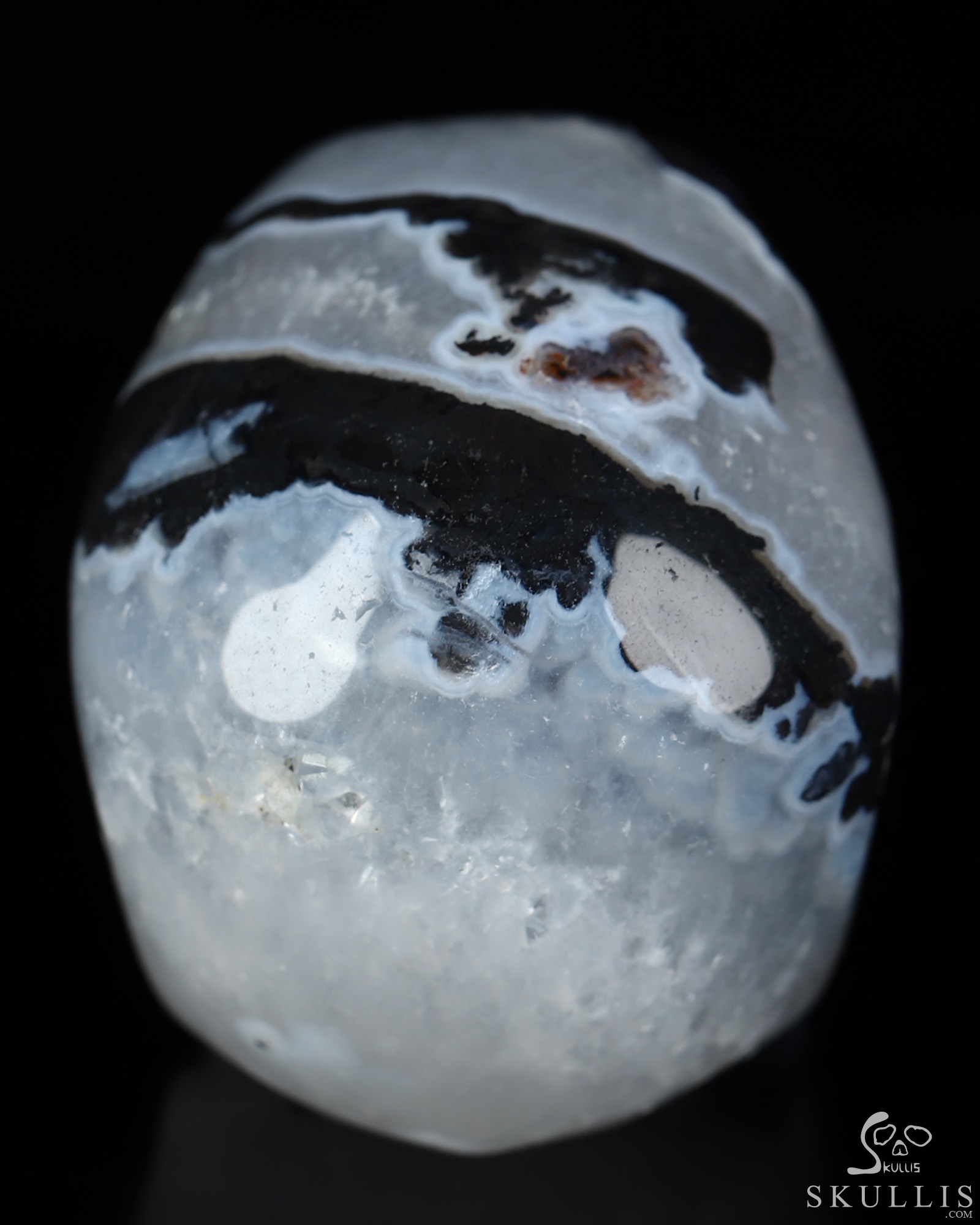 2.1" Black Zebra Agate Hand Carved Crystal Skull, Super Realistic, Crystal Healing 2.1" Black Zebra Agate Hand Carved Crystal Skull, Super Realistic, Crystal Healing