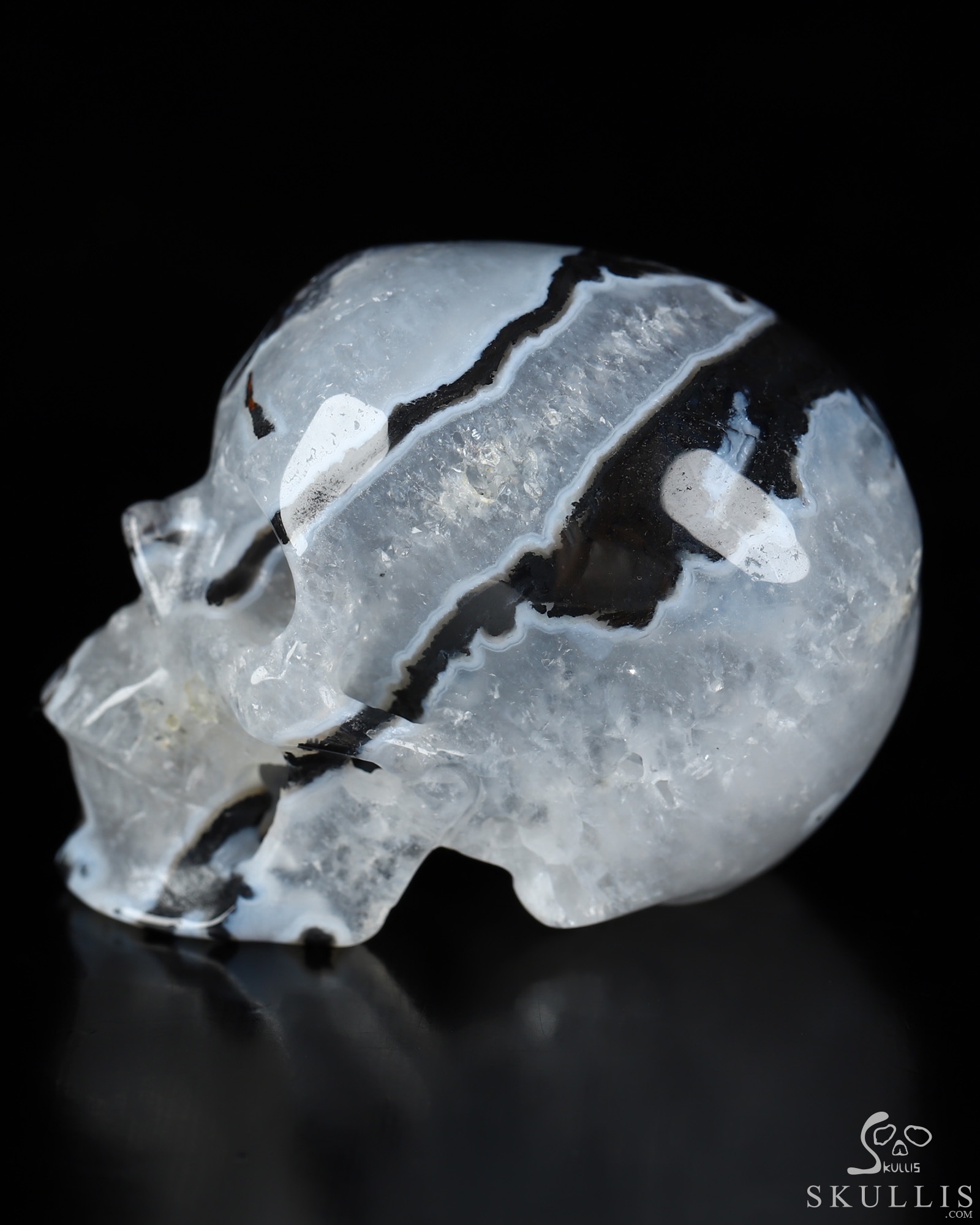 2.1" Black Zebra Agate Hand Carved Crystal Skull, Super Realistic, Crystal Healing 2.1" Black Zebra Agate Hand Carved Crystal Skull, Super Realistic, Crystal Healing