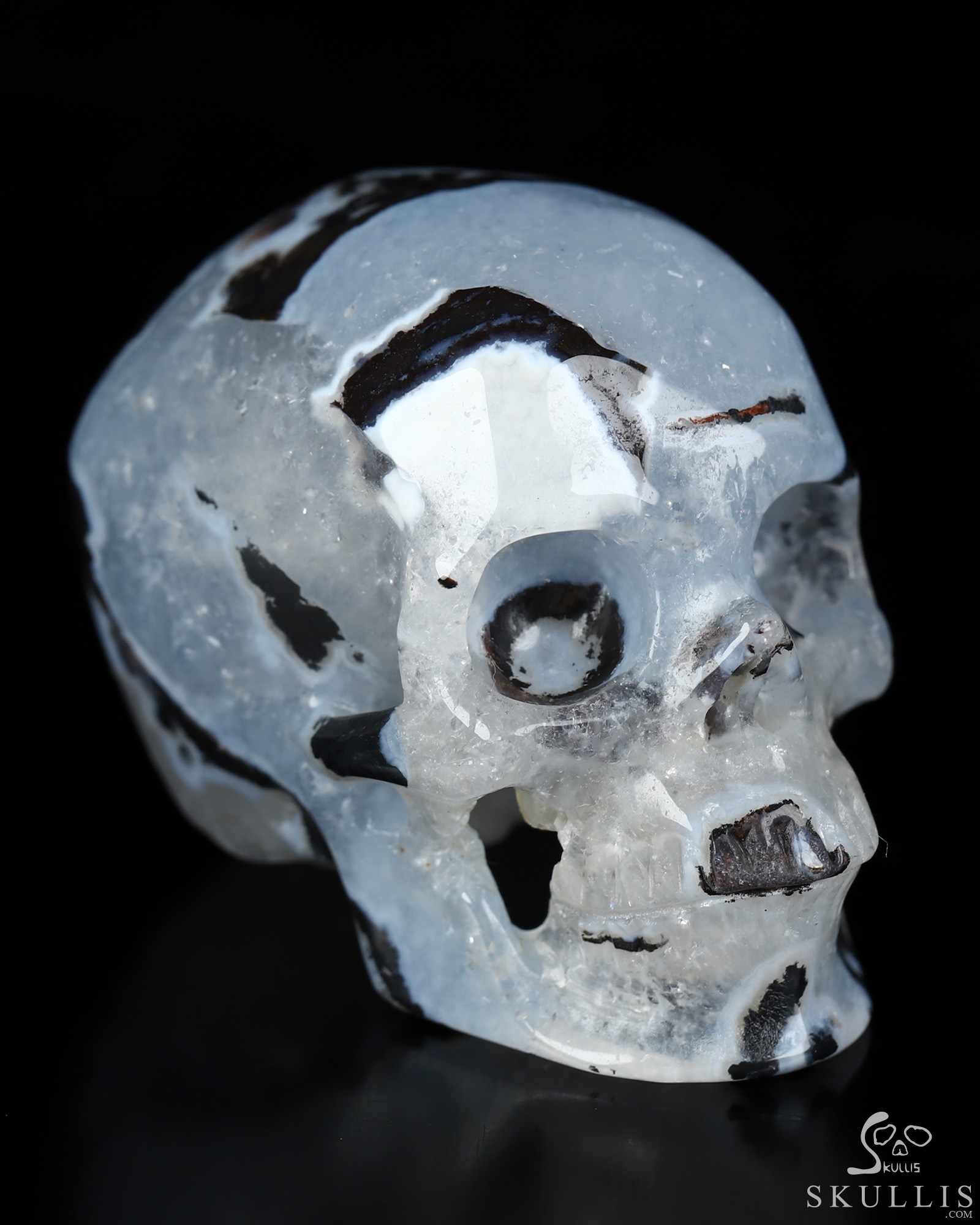 2.1" Black Zebra Agate Hand Carved Crystal Skull, Super Realistic, Crystal Healing 2.1" Black Zebra Agate Hand Carved Crystal Skull, Super Realistic, Crystal Healing