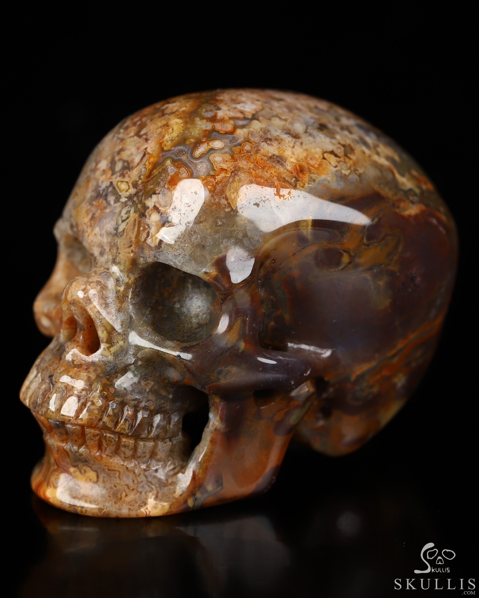 Gemstone 2.1" Red Crazy Lace Agate Hand Carved Crystal Skull, Super Realistic, Crystal Healing Gemstone 2.1" Red Crazy Lace Agate Hand Carved Crystal Skull, Super Realistic, Crystal Healing