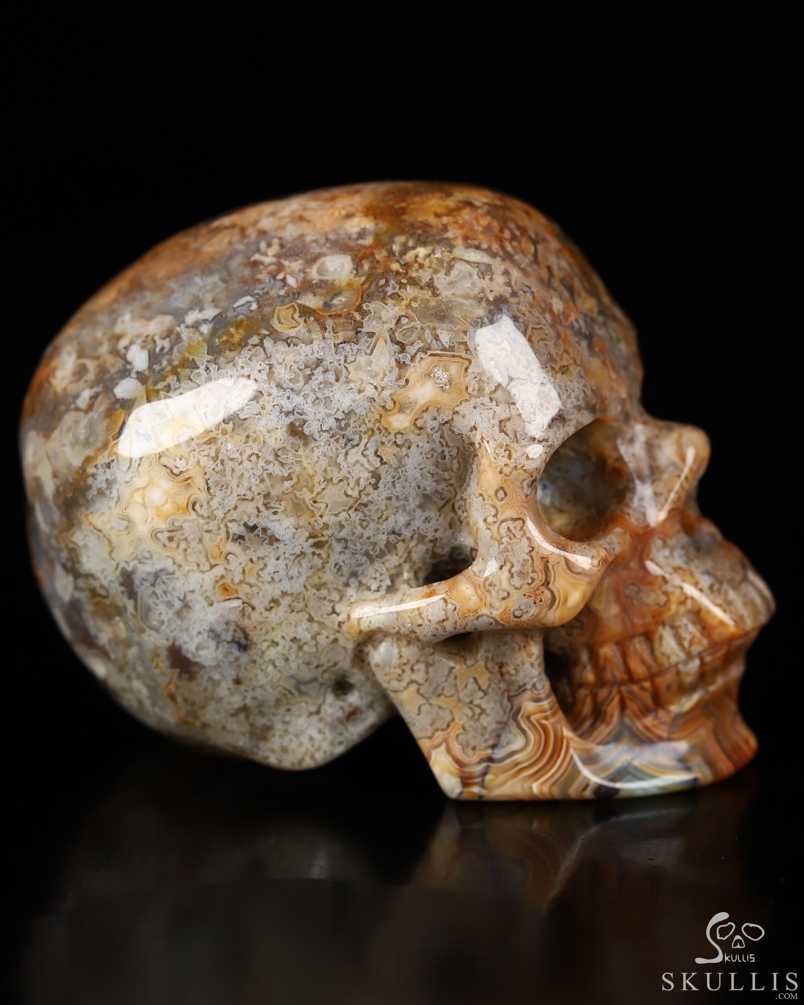 Gemstone 2.1" Red Crazy Lace Agate Hand Carved Crystal Skull, Super Realistic, Crystal Healing Gemstone 2.1" Red Crazy Lace Agate Hand Carved Crystal Skull, Super Realistic, Crystal Healing
