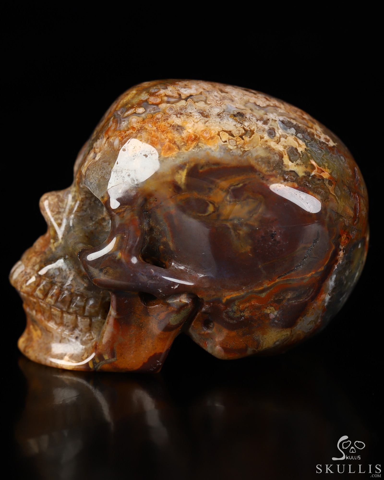 Gemstone 2.1" Red Crazy Lace Agate Hand Carved Crystal Skull, Super Realistic, Crystal Healing Gemstone 2.1" Red Crazy Lace Agate Hand Carved Crystal Skull, Super Realistic, Crystal Healing
