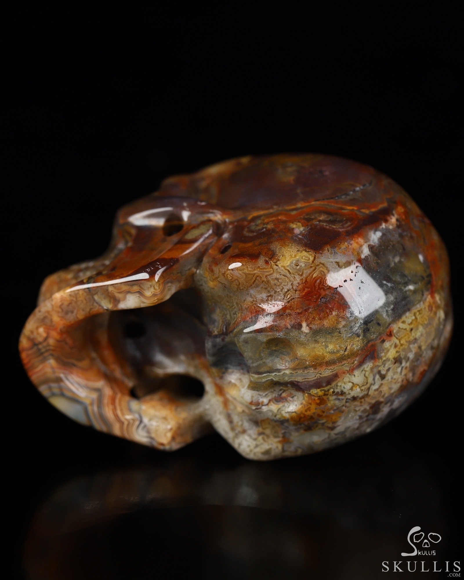 Gemstone 2.1" Red Crazy Lace Agate Hand Carved Crystal Skull, Super Realistic, Crystal Healing Gemstone 2.1" Red Crazy Lace Agate Hand Carved Crystal Skull, Super Realistic, Crystal Healing