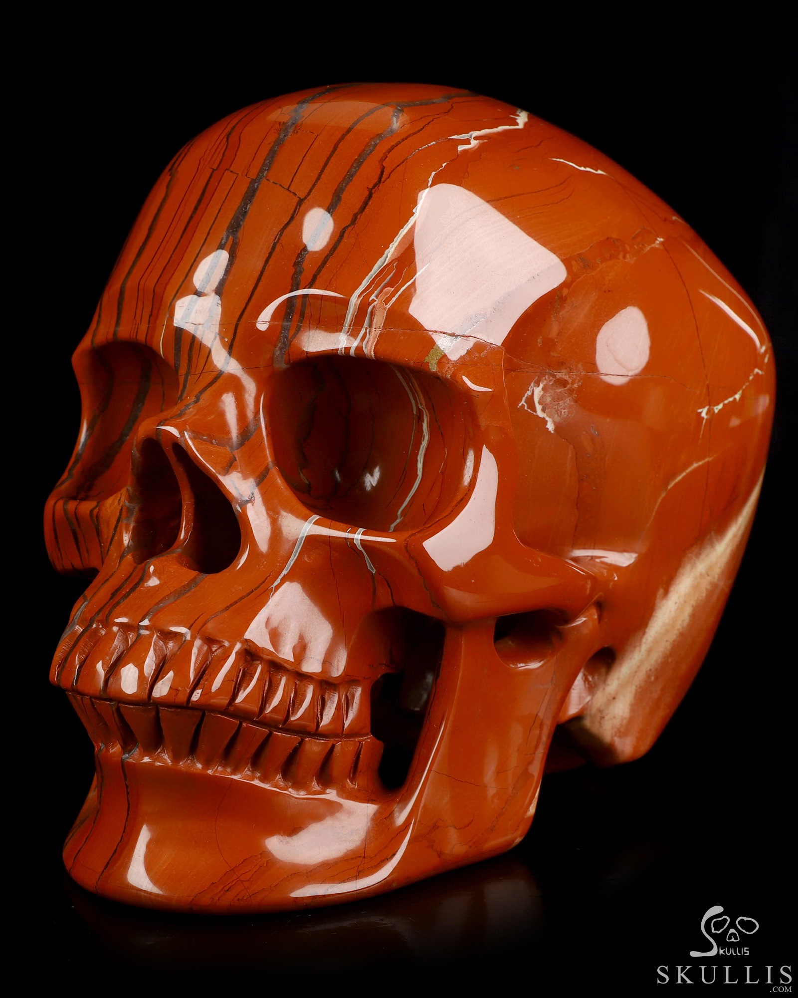 Lifesized 6.8" Red Jasper Hand Carved Crystal Skull, Super Realistic, Crystal Healing Lifesized 6.8" Red Jasper Hand Carved Crystal Skull, Super Realistic, Crystal Healing