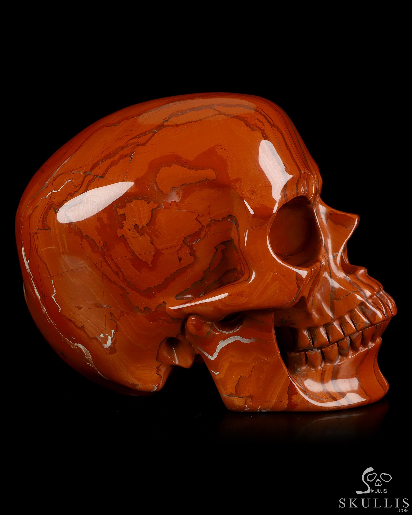 Lifesized 6.8" Red Jasper Hand Carved Crystal Skull, Super Realistic, Crystal Healing Lifesized 6.8" Red Jasper Hand Carved Crystal Skull, Super Realistic, Crystal Healing