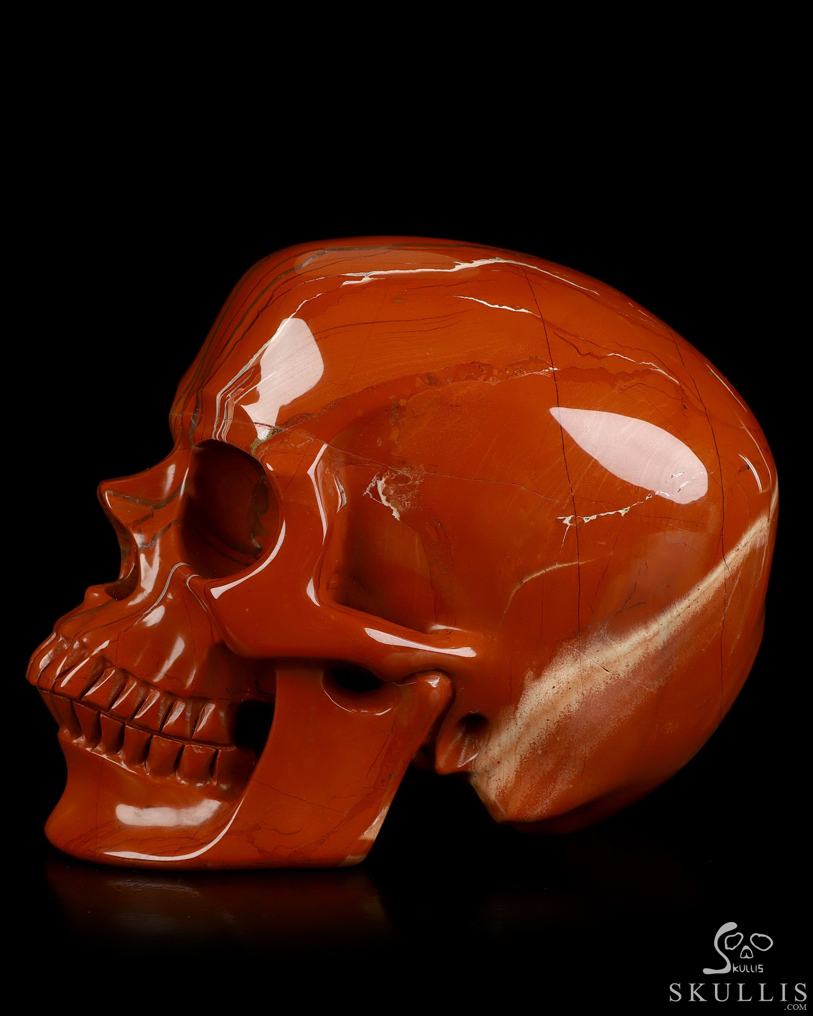 Lifesized 6.8" Red Jasper Hand Carved Crystal Skull, Super Realistic, Crystal Healing Lifesized 6.8" Red Jasper Hand Carved Crystal Skull, Super Realistic, Crystal Healing