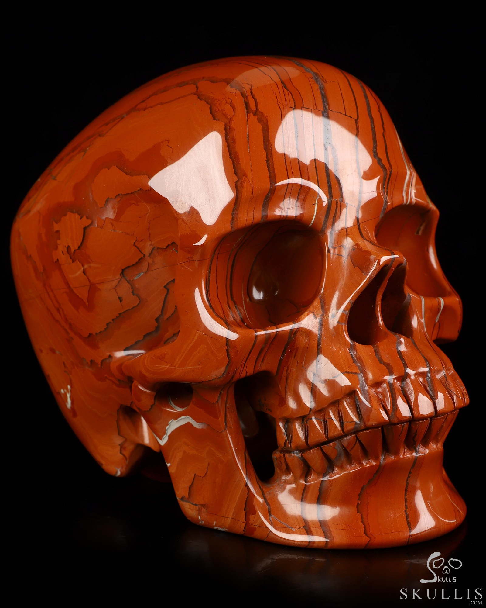 Lifesized 6.8" Red Jasper Hand Carved Crystal Skull, Super Realistic, Crystal Healing Lifesized 6.8" Red Jasper Hand Carved Crystal Skull, Super Realistic, Crystal Healing