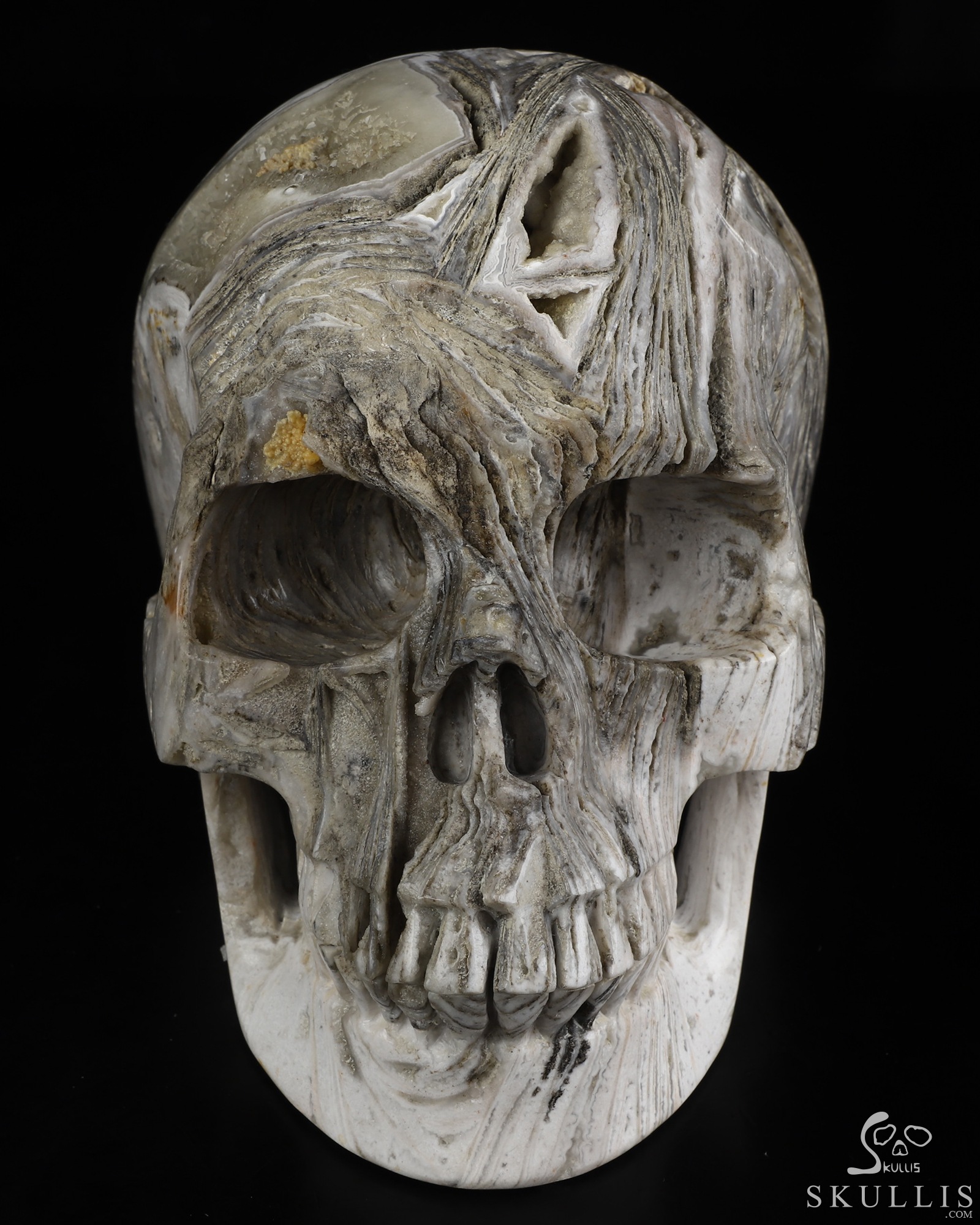 Lifesized 6.8" Agate Hand Carved Crystal Skull, Realistic, Crystal Healing Lifesized 6.8" Agate Hand Carved Crystal Skull, Realistic, Crystal Healing