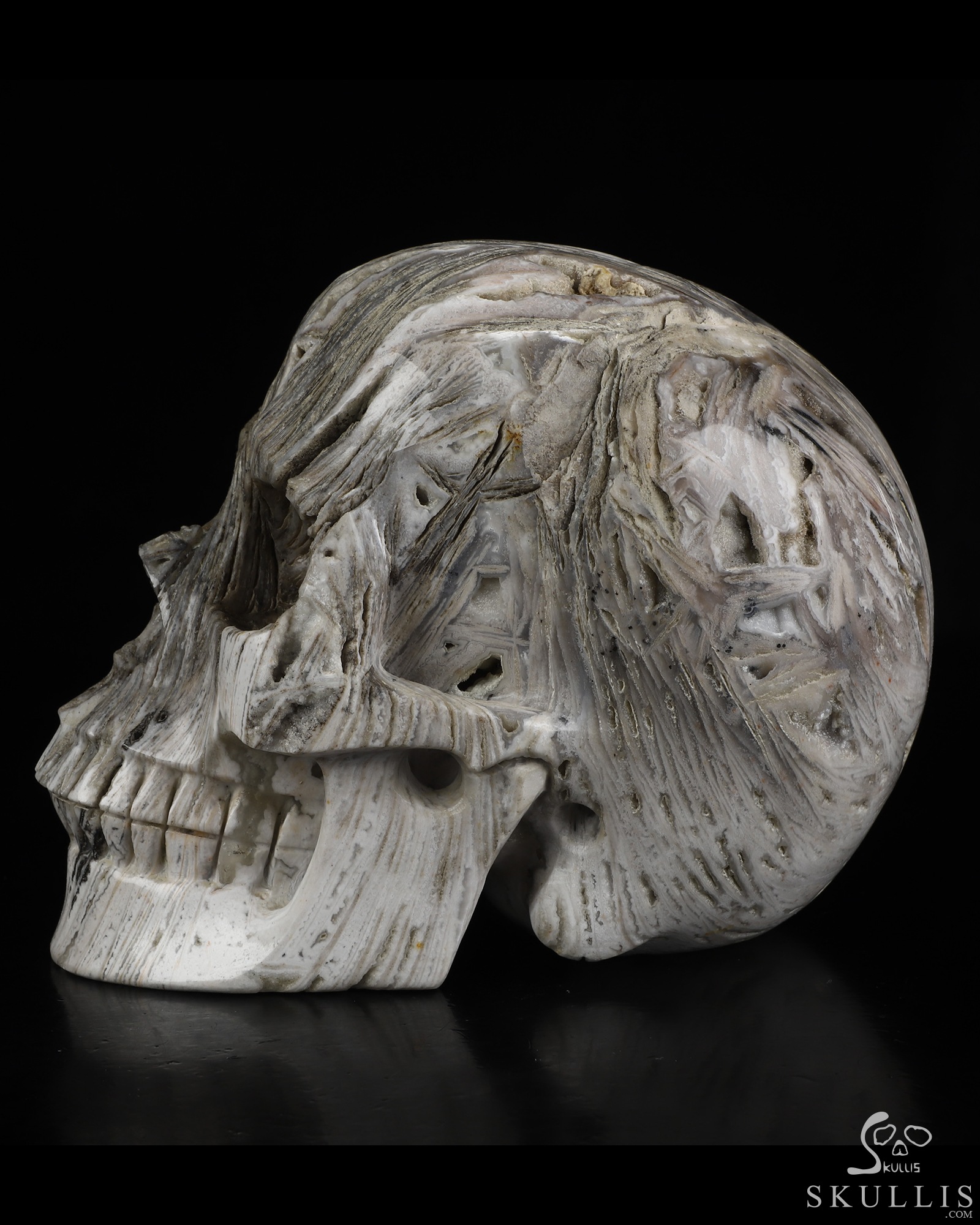 Lifesized 6.8" Agate Hand Carved Crystal Skull, Realistic, Crystal Healing Lifesized 6.8" Agate Hand Carved Crystal Skull, Realistic, Crystal Healing