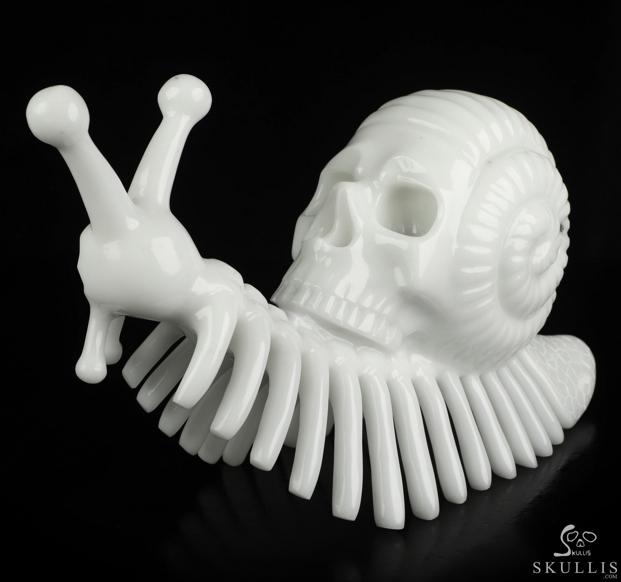 11.8" White Jade Hand Carved Snail Crystal Skull Sculpture, Crystal Healing 11.8" White Jade Hand Carved Snail Crystal Skull Sculpture, Crystal Healing