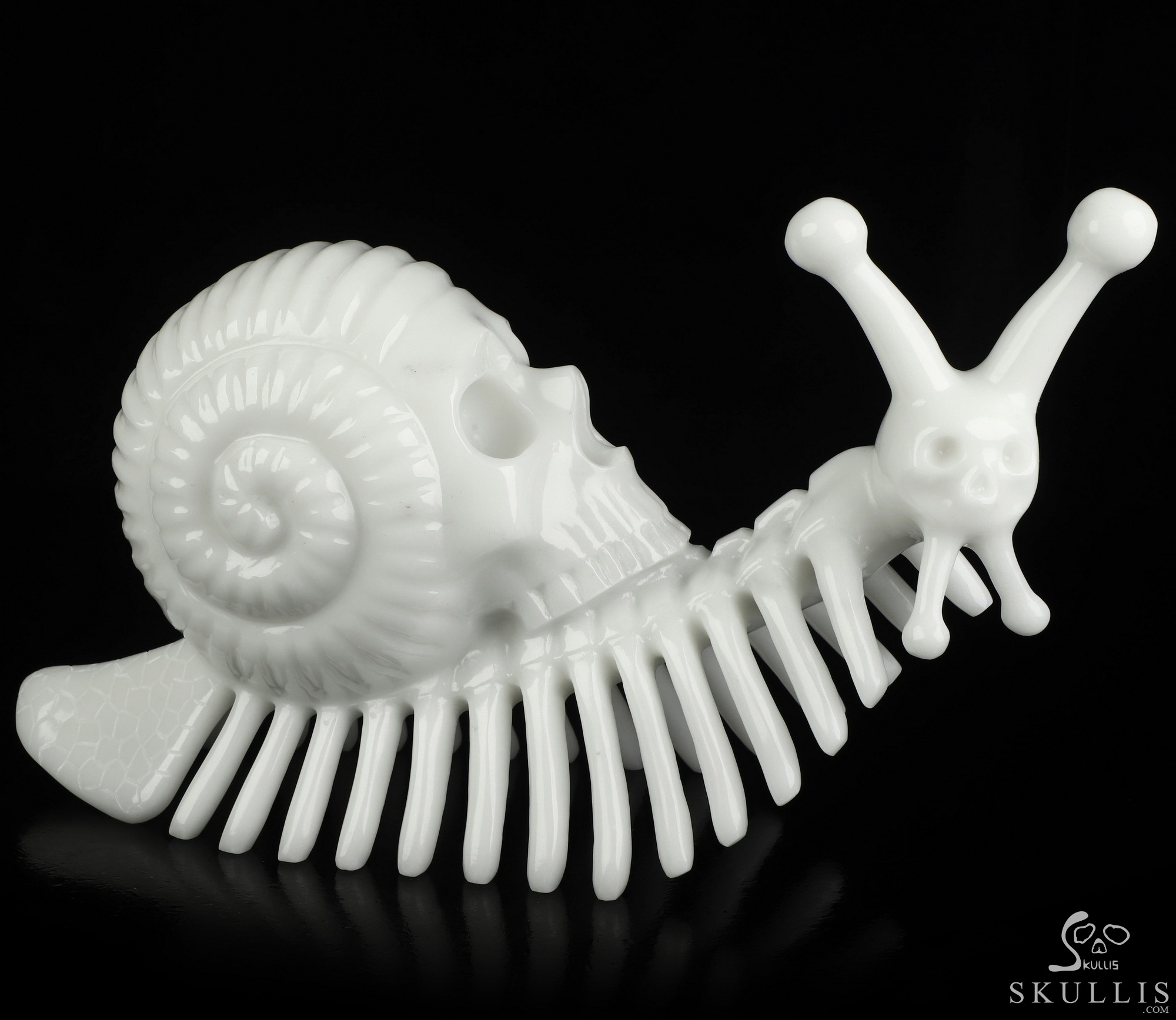 11.8" White Jade Hand Carved Snail Crystal Skull Sculpture, Crystal Healing 11.8" White Jade Hand Carved Snail Crystal Skull Sculpture, Crystal Healing