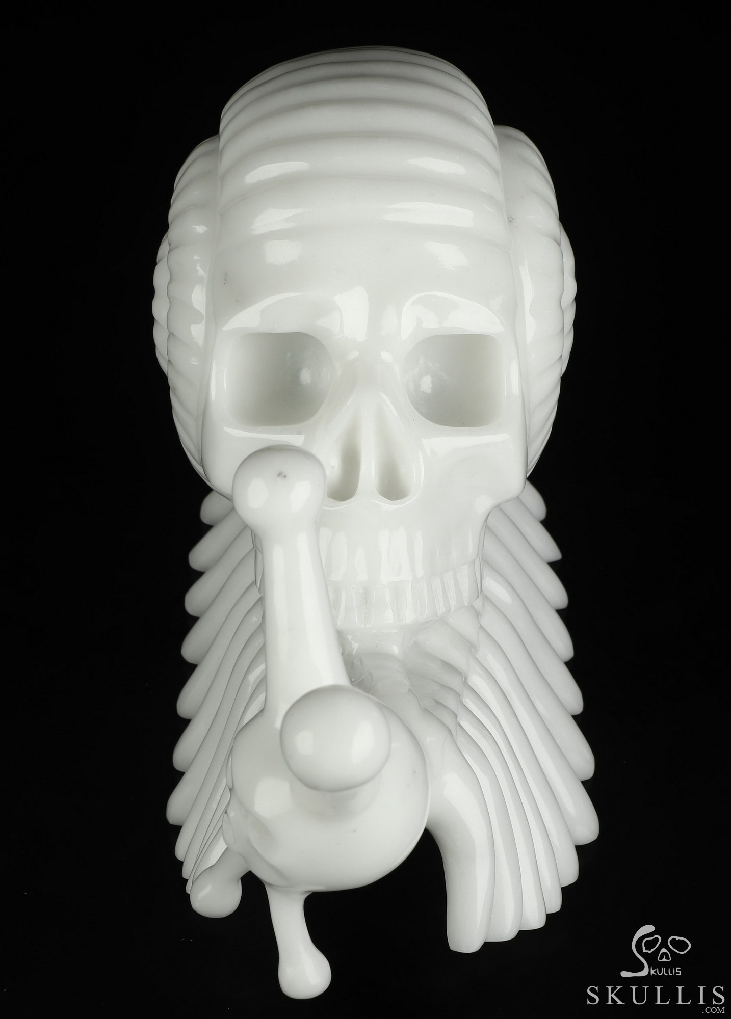 11.8" White Jade Hand Carved Snail Crystal Skull Sculpture, Crystal Healing 11.8" White Jade Hand Carved Snail Crystal Skull Sculpture, Crystal Healing