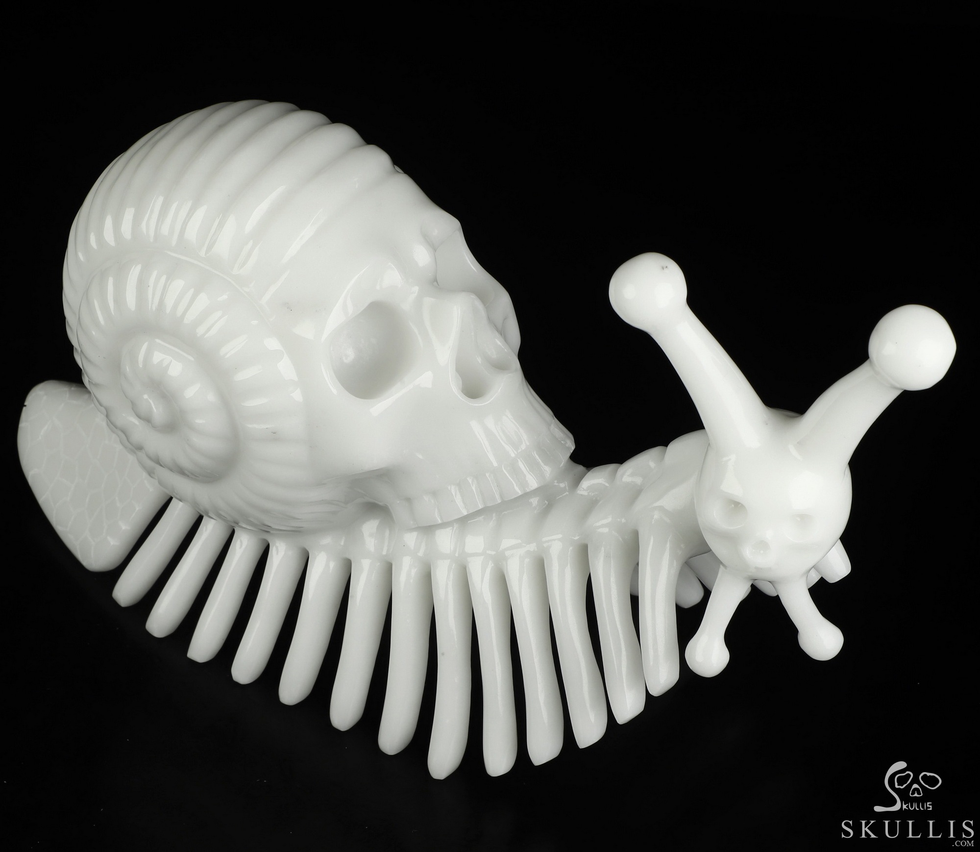 11.8" White Jade Hand Carved Snail Crystal Skull Sculpture, Crystal Healing 11.8" White Jade Hand Carved Snail Crystal Skull Sculpture, Crystal Healing