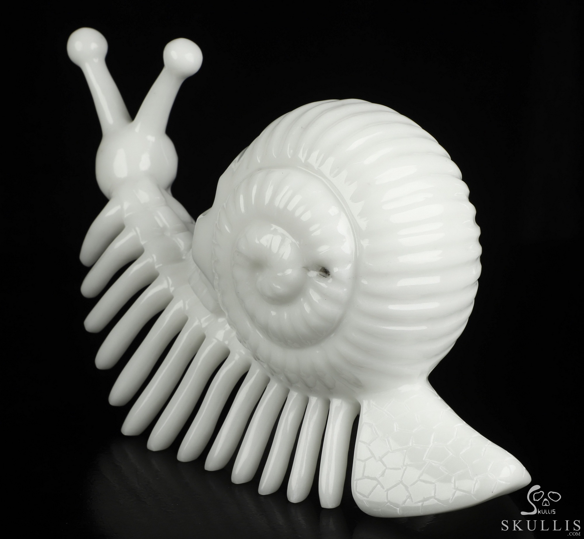 11.8" White Jade Hand Carved Snail Crystal Skull Sculpture, Crystal Healing 11.8" White Jade Hand Carved Snail Crystal Skull Sculpture, Crystal Healing