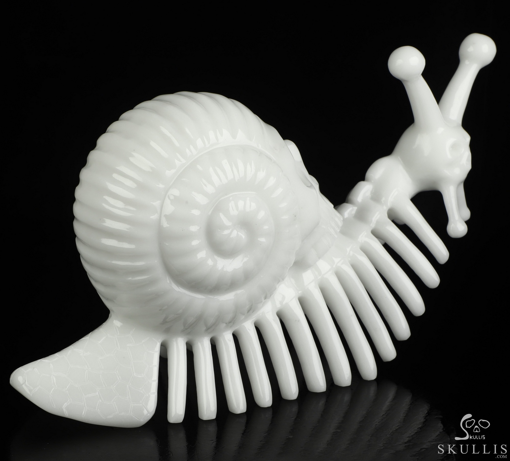 11.8" White Jade Hand Carved Snail Crystal Skull Sculpture, Crystal Healing 11.8" White Jade Hand Carved Snail Crystal Skull Sculpture, Crystal Healing