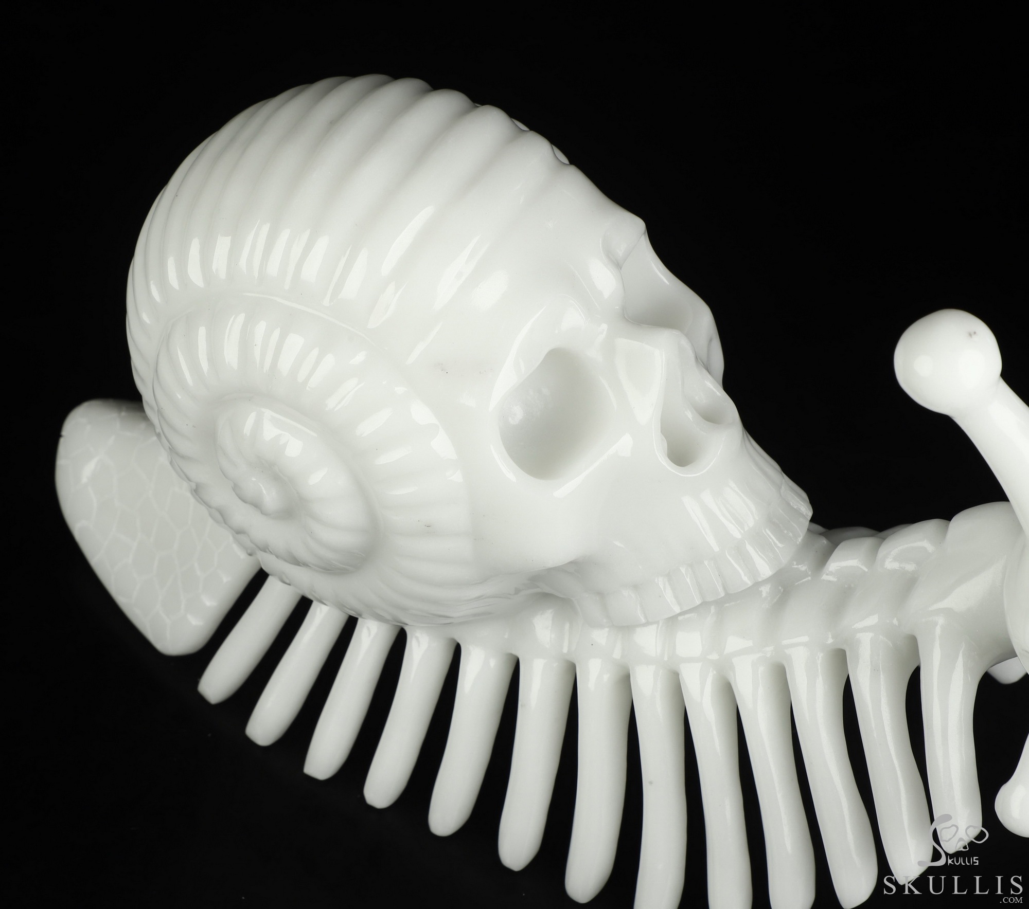11.8" White Jade Hand Carved Snail Crystal Skull Sculpture, Crystal Healing 11.8" White Jade Hand Carved Snail Crystal Skull Sculpture, Crystal Healing
