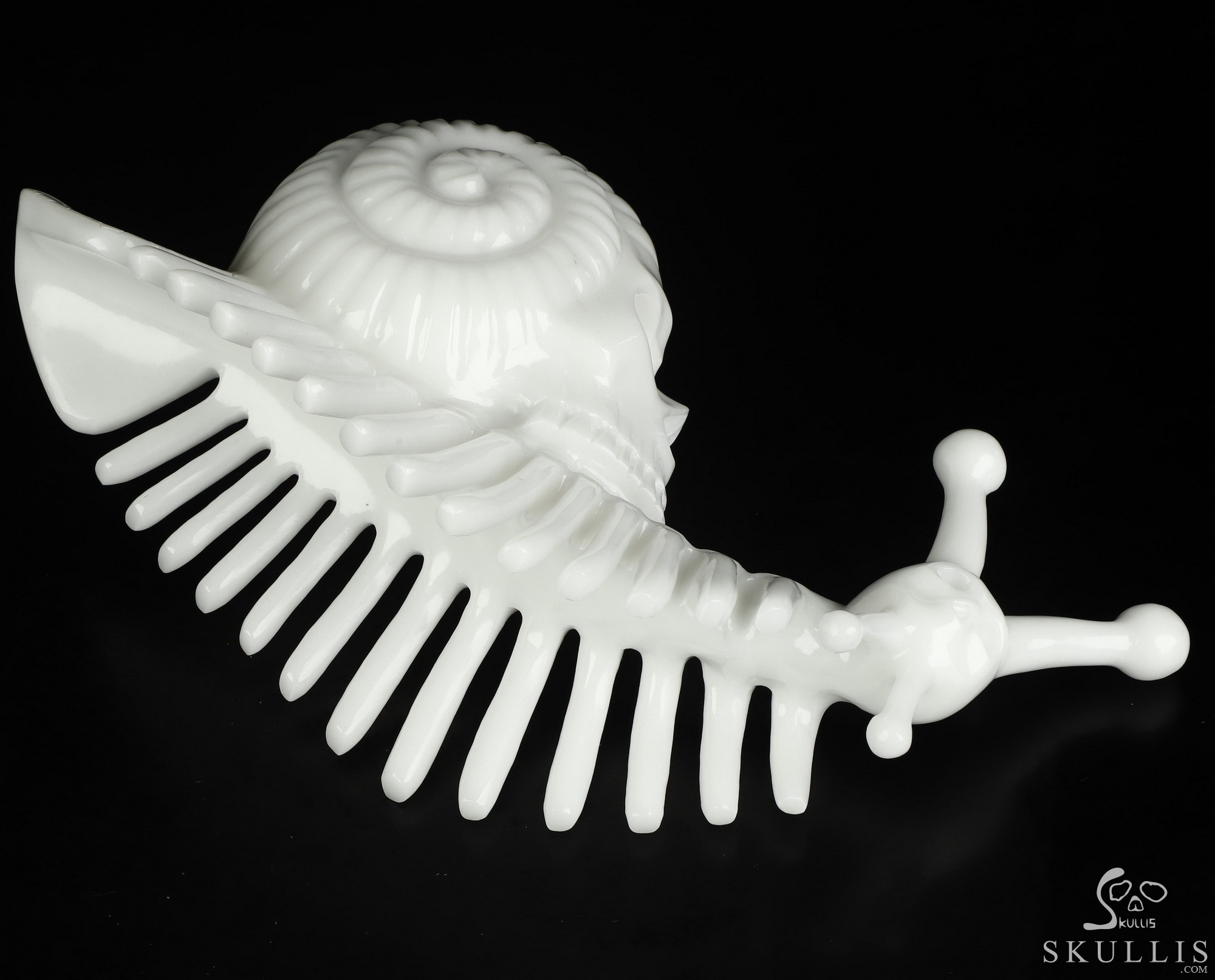 11.8" White Jade Hand Carved Snail Crystal Skull Sculpture, Crystal Healing 11.8" White Jade Hand Carved Snail Crystal Skull Sculpture, Crystal Healing