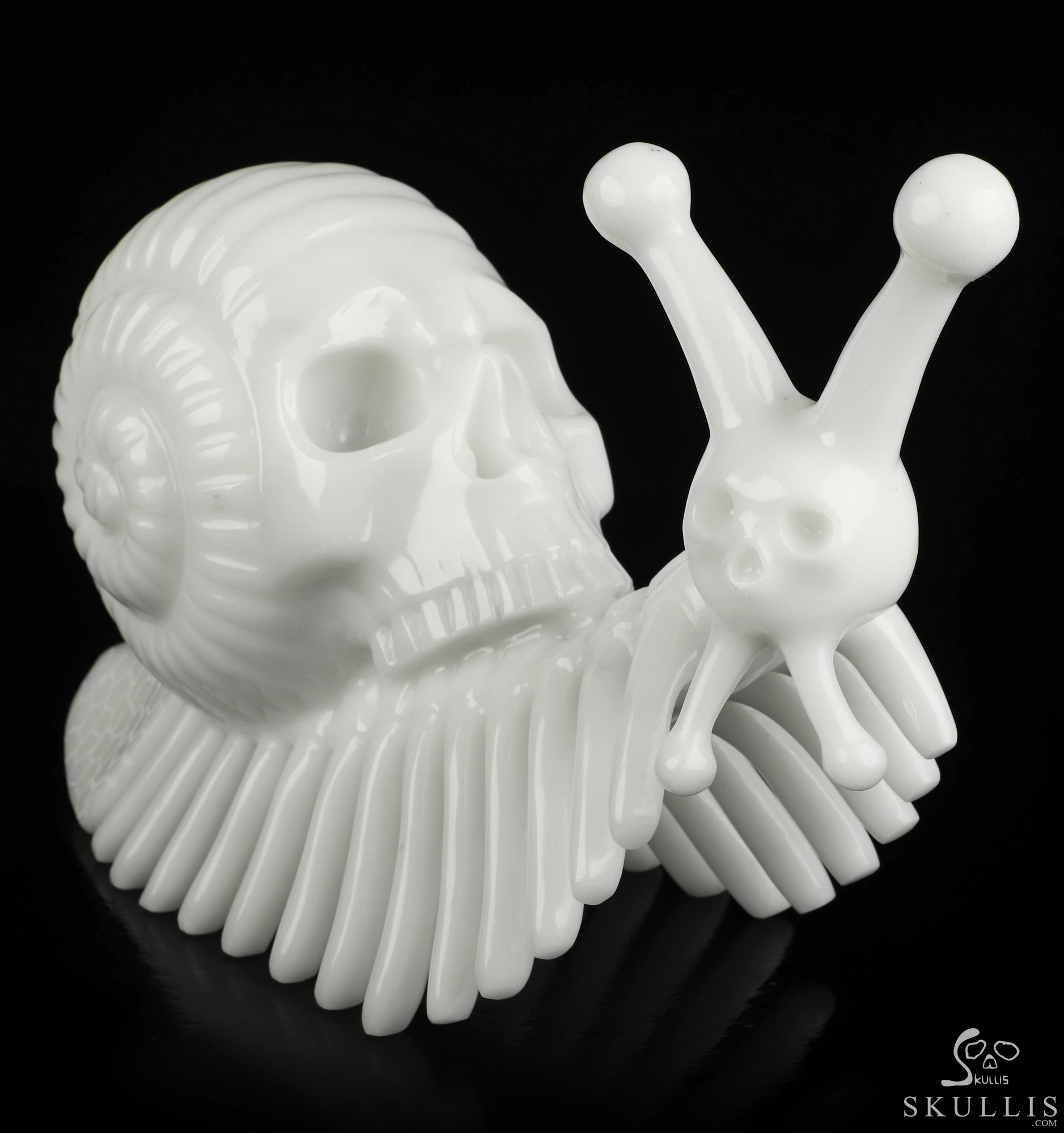 11.8" White Jade Hand Carved Snail Crystal Skull Sculpture, Crystal Healing 11.8" White Jade Hand Carved Snail Crystal Skull Sculpture, Crystal Healing