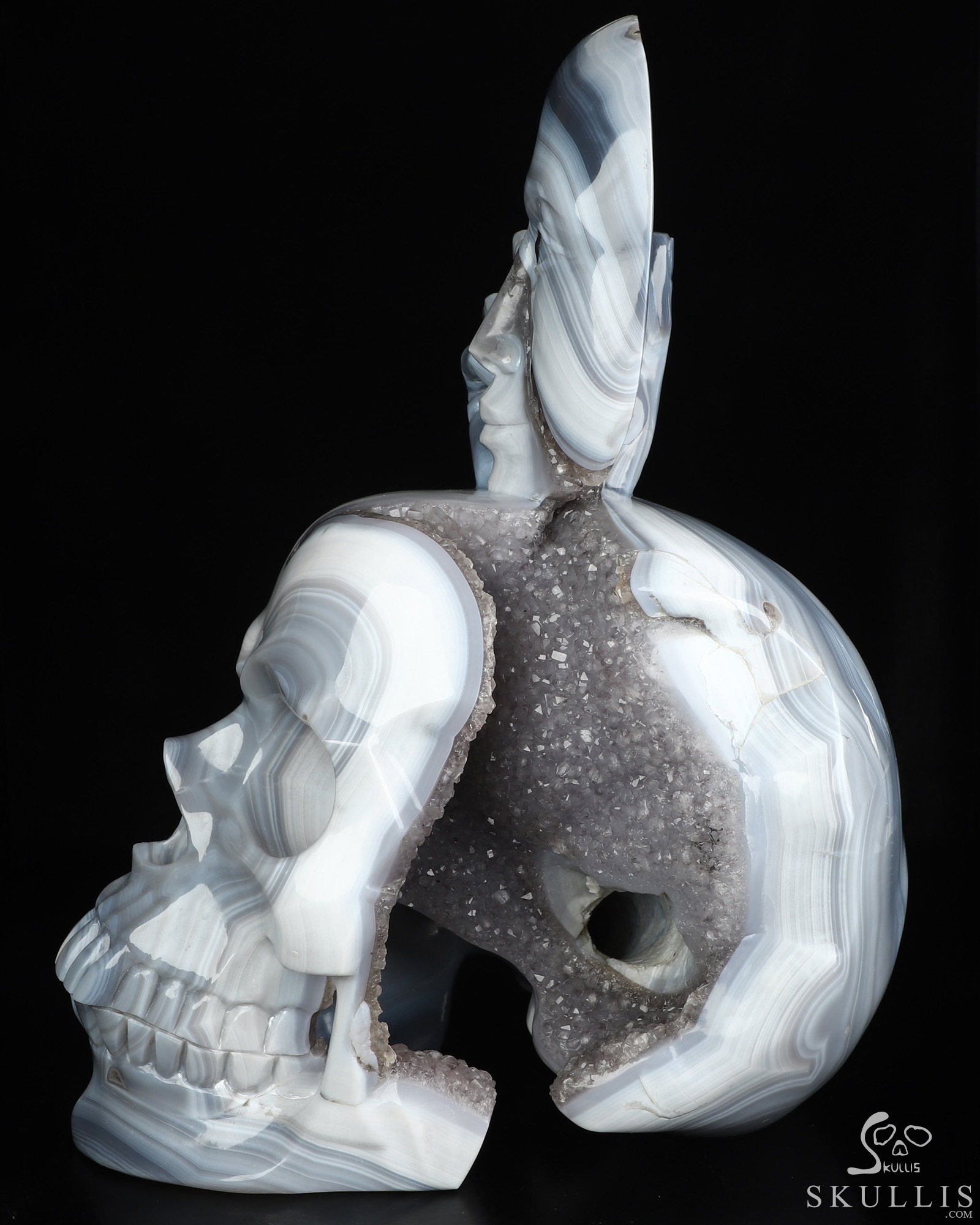 Aug 2, 2026 ACSAD (A Crystal Skull a Day) - Gaze from the Abyss - 14.2" Carved Agate Amethyst Geode Half-face With A Labradorite eye on Crystal Skull Fine Art Sculpture, Crystal Healing Aug 2, 2026 ACSAD (A Crystal Skull a Day) - Gaze from the Abyss - 14.2" Carved Agate Amethyst Geode Half-face With A Labradorite eye on Crystal Skull Fine Art Sculpture, Crystal Healing