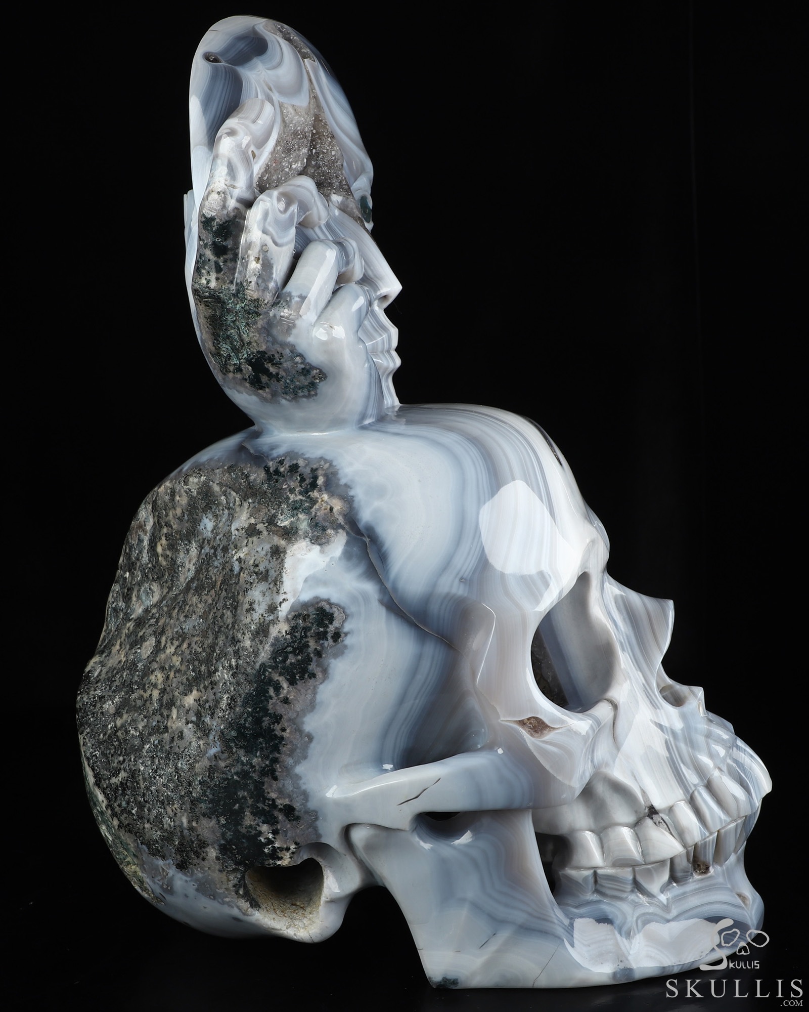 Aug 2, 2026 ACSAD (A Crystal Skull a Day) - Gaze from the Abyss - 14.2" Carved Agate Amethyst Geode Half-face With A Labradorite eye on Crystal Skull Fine Art Sculpture, Crystal Healing Aug 2, 2026 ACSAD (A Crystal Skull a Day) - Gaze from the Abyss - 14.2" Carved Agate Amethyst Geode Half-face With A Labradorite eye on Crystal Skull Fine Art Sculpture, Crystal Healing