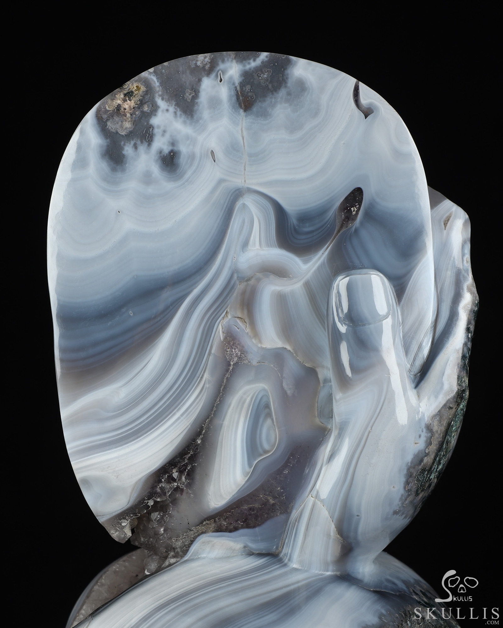 Aug 2, 2026 ACSAD (A Crystal Skull a Day) - Gaze from the Abyss - 14.2" Carved Agate Amethyst Geode Half-face With A Labradorite eye on Crystal Skull Fine Art Sculpture, Crystal Healing Aug 2, 2026 ACSAD (A Crystal Skull a Day) - Gaze from the Abyss - 14.2" Carved Agate Amethyst Geode Half-face With A Labradorite eye on Crystal Skull Fine Art Sculpture, Crystal Healing