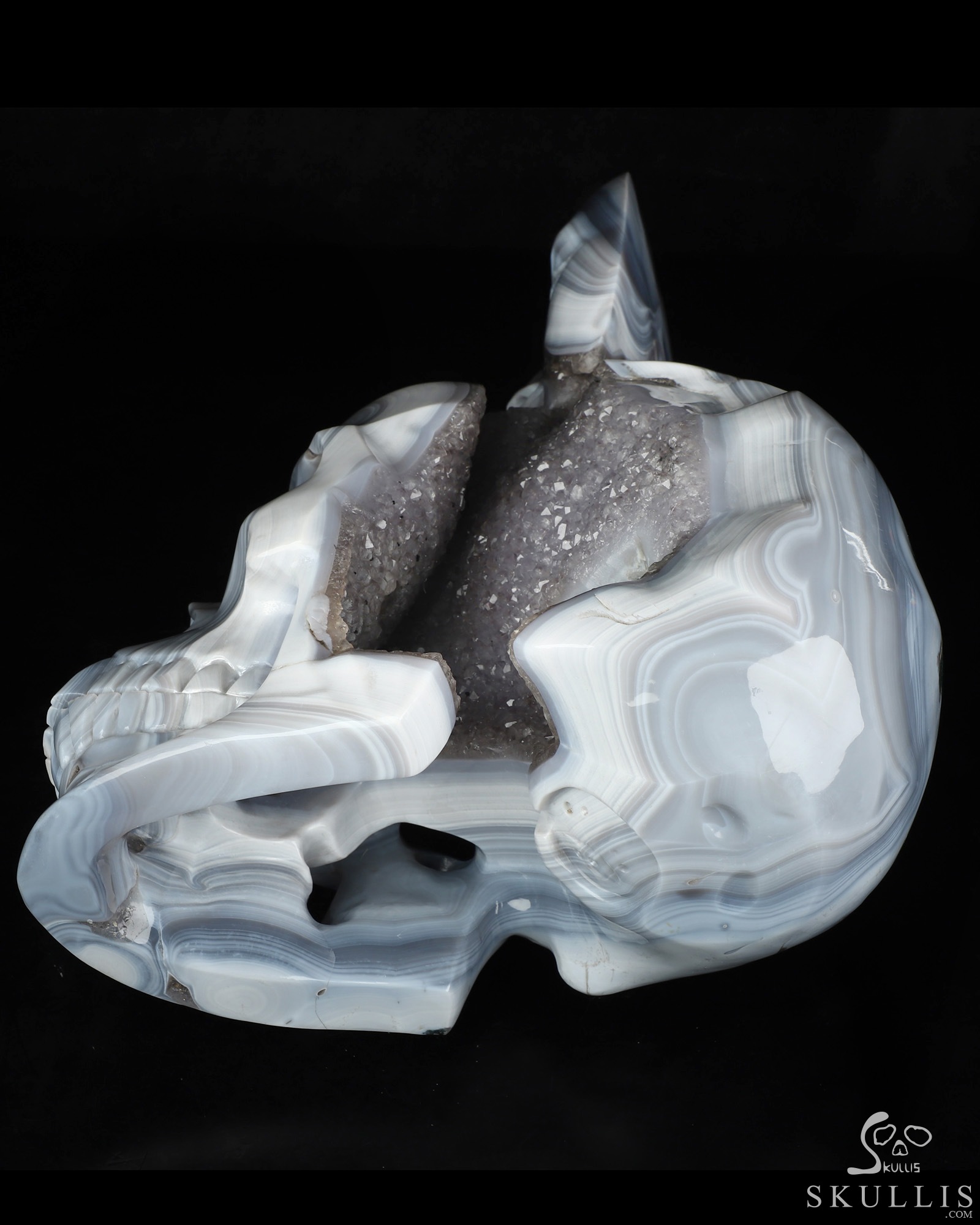 Aug 2, 2026 ACSAD (A Crystal Skull a Day) - Gaze from the Abyss - 14.2" Carved Agate Amethyst Geode Half-face With A Labradorite eye on Crystal Skull Fine Art Sculpture, Crystal Healing Aug 2, 2026 ACSAD (A Crystal Skull a Day) - Gaze from the Abyss - 14.2" Carved Agate Amethyst Geode Half-face With A Labradorite eye on Crystal Skull Fine Art Sculpture, Crystal Healing