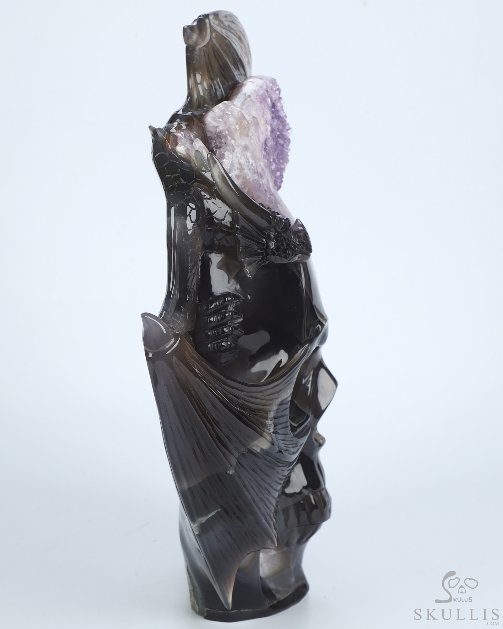 Sept 22, 2026 ACSAD (A Crystal Skull a Day) - Where Force Meets Silence - 10.7" Agate Amethyst Geode Hand Carved Dragon & Crystal Skull Fine Art Sculpture, Crystal Healing Sept 22, 2026 ACSAD (A Crystal Skull a Day) - Where Force Meets Silence - 10.7" Agate Amethyst Geode Hand Carved Dragon & Crystal Skull Fine Art Sculpture, Crystal Healing