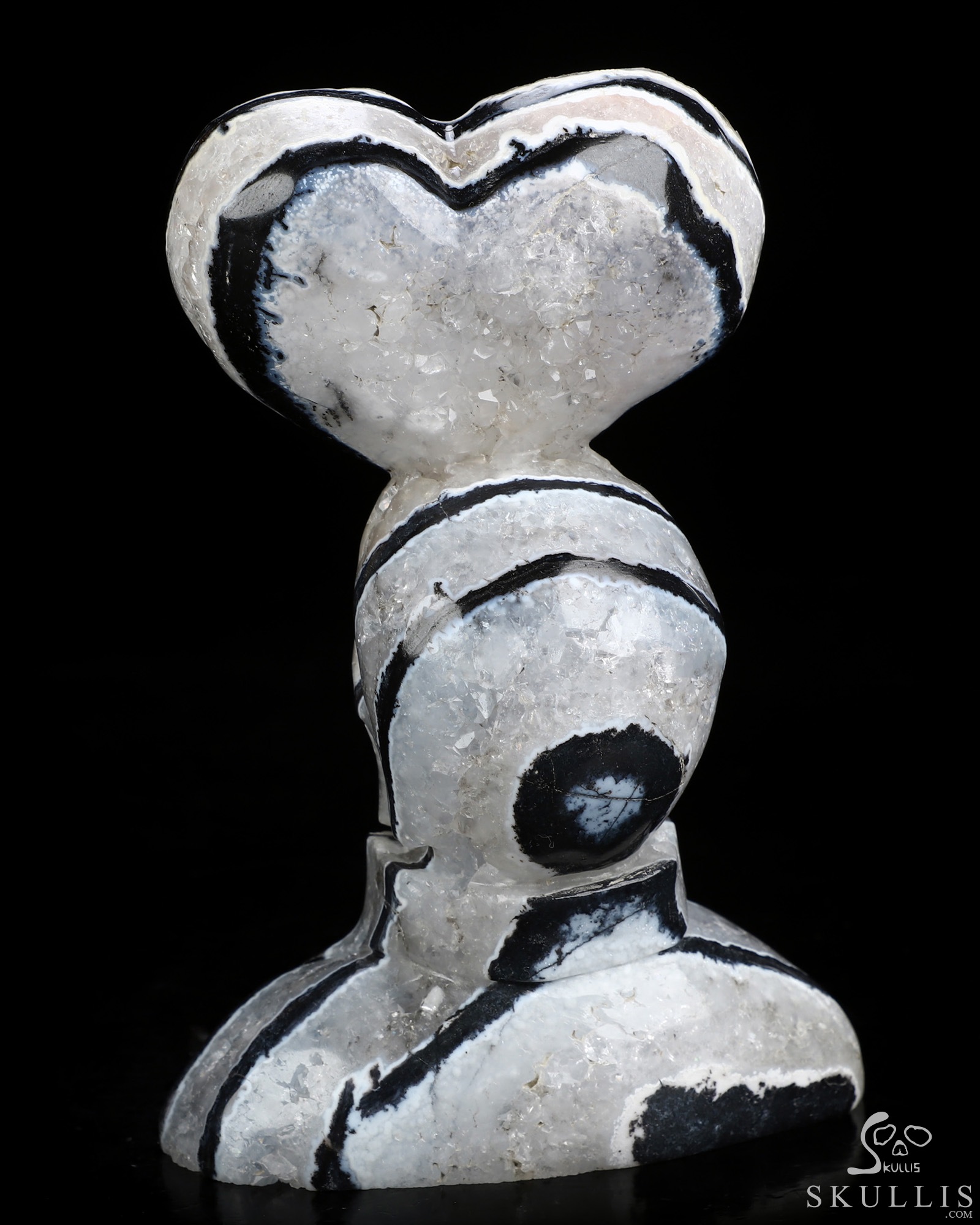 5.9" Black Zebra Agate Hand Carved Crystal Skull Fine Art Sculpture, Crystal Healing 5.9" Black Zebra Agate Hand Carved Crystal Skull Fine Art Sculpture, Crystal Healing