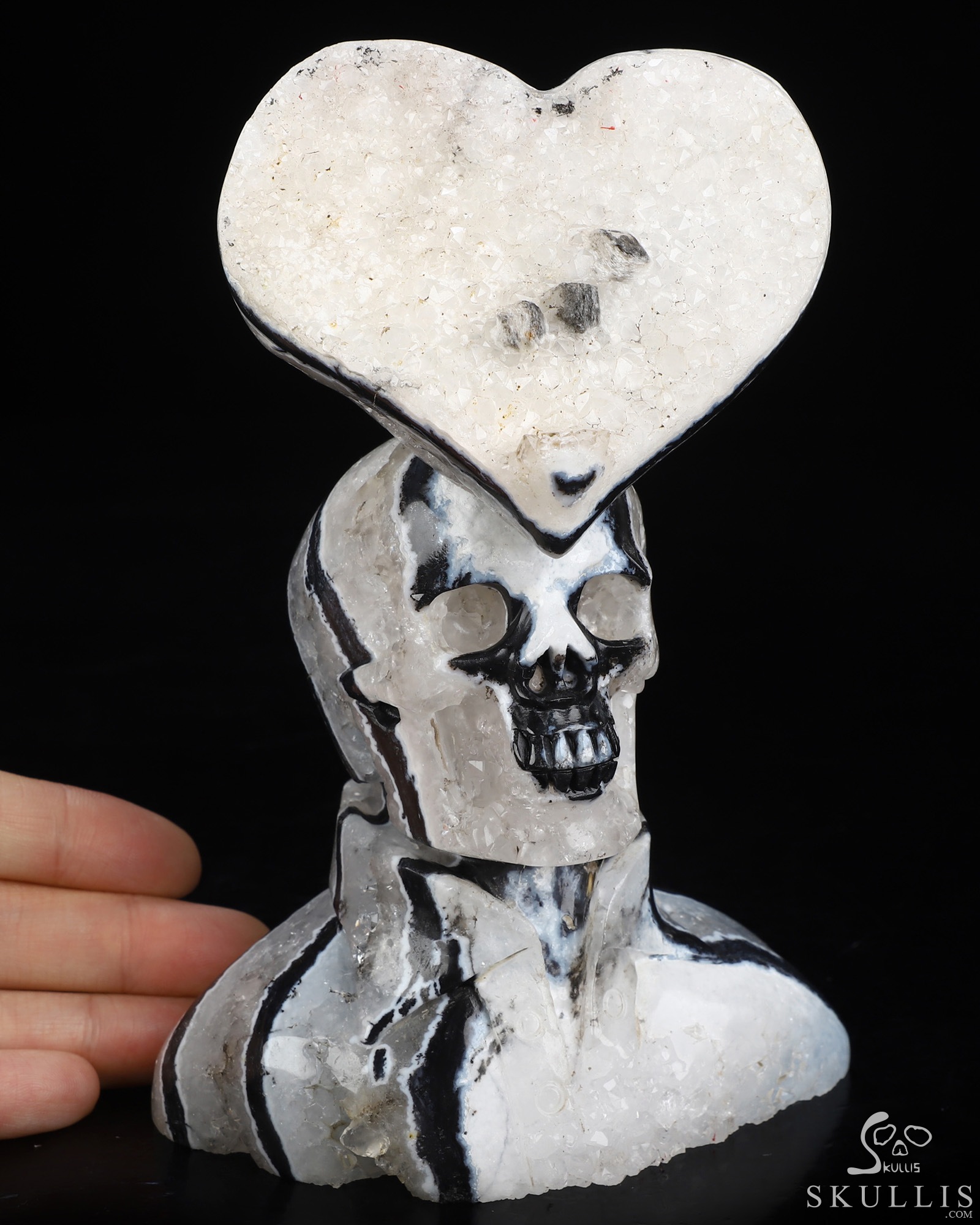 5.9" Black Zebra Agate Hand Carved Crystal Skull Fine Art Sculpture, Crystal Healing 5.9" Black Zebra Agate Hand Carved Crystal Skull Fine Art Sculpture, Crystal Healing