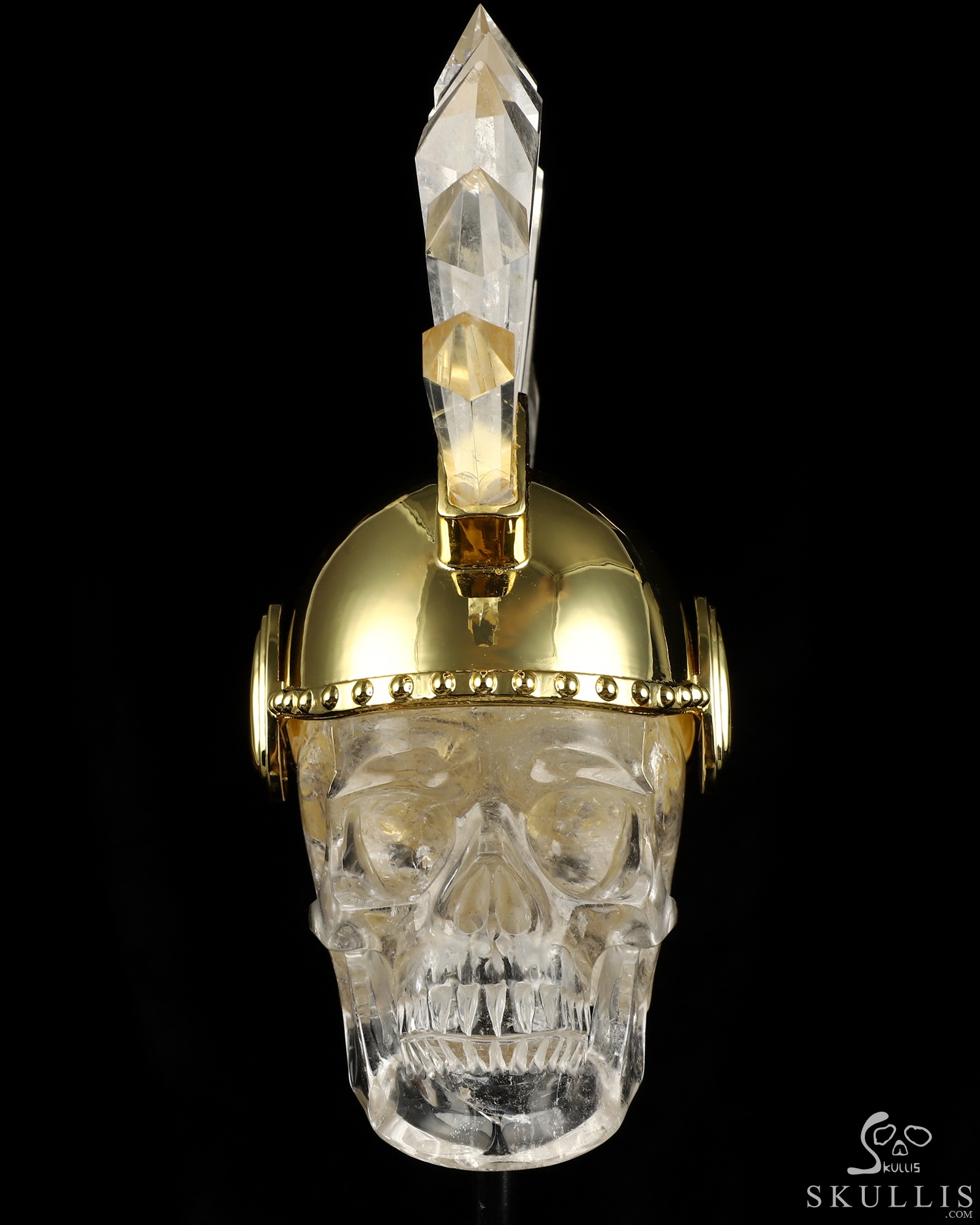 Achilles' Last Stand - 7.1" Quartz Rock Crystal Hand Carved Punk Crystal Skull Sculpture, Crystal Healing Achilles' Last Stand - 7.1" Quartz Rock Crystal Hand Carved Punk Crystal Skull Sculpture, Crystal Healing