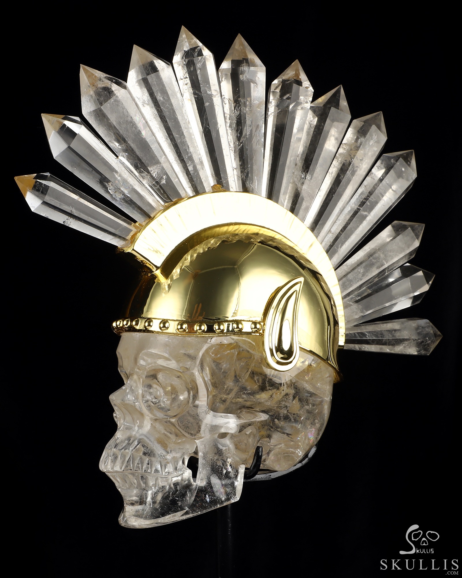 Achilles' Last Stand - 7.1" Quartz Rock Crystal Hand Carved Punk Crystal Skull Sculpture, Crystal Healing Achilles' Last Stand - 7.1" Quartz Rock Crystal Hand Carved Punk Crystal Skull Sculpture, Crystal Healing