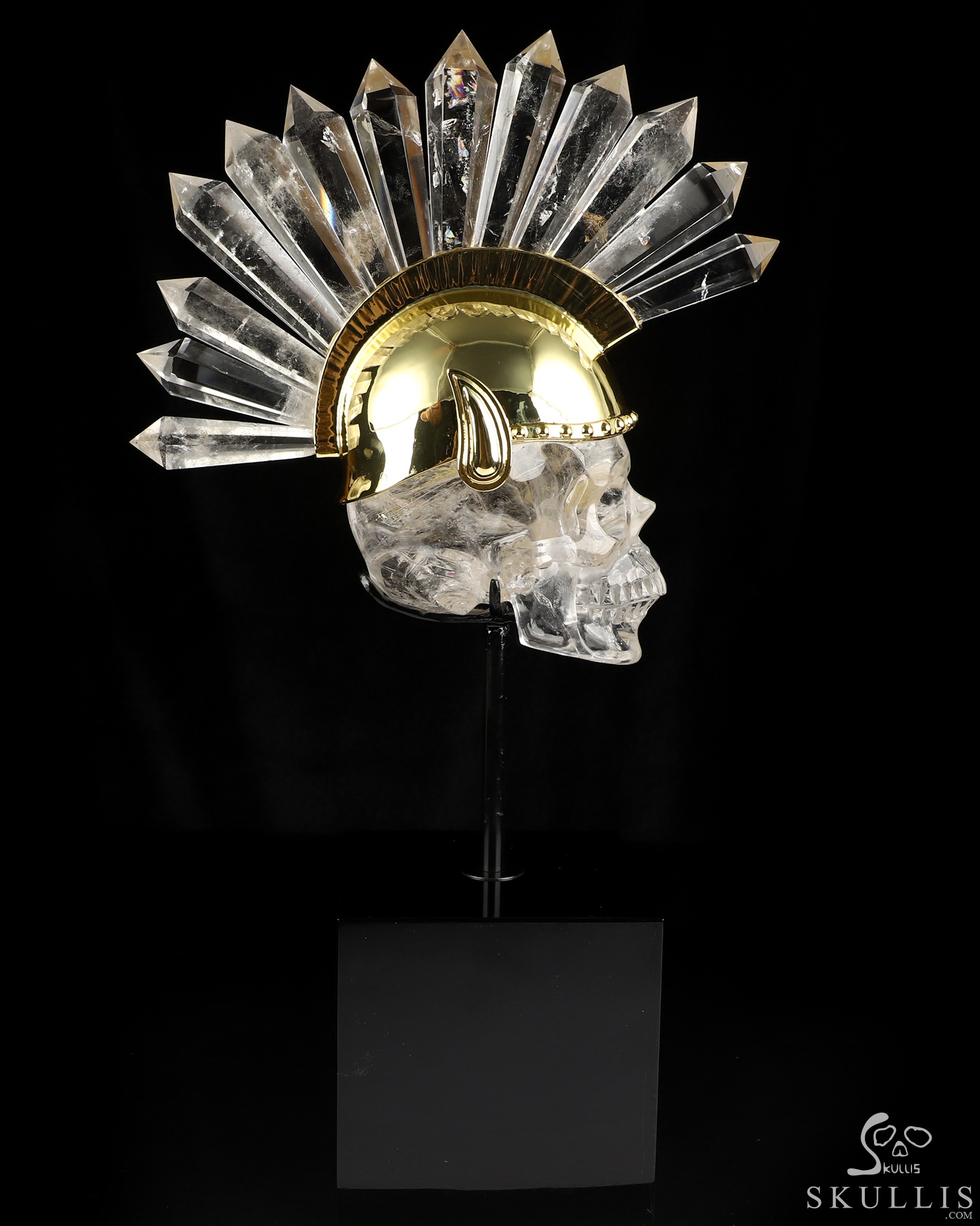 Achilles' Last Stand - 7.1" Quartz Rock Crystal Hand Carved Punk Crystal Skull Sculpture, Crystal Healing Achilles' Last Stand - 7.1" Quartz Rock Crystal Hand Carved Punk Crystal Skull Sculpture, Crystal Healing