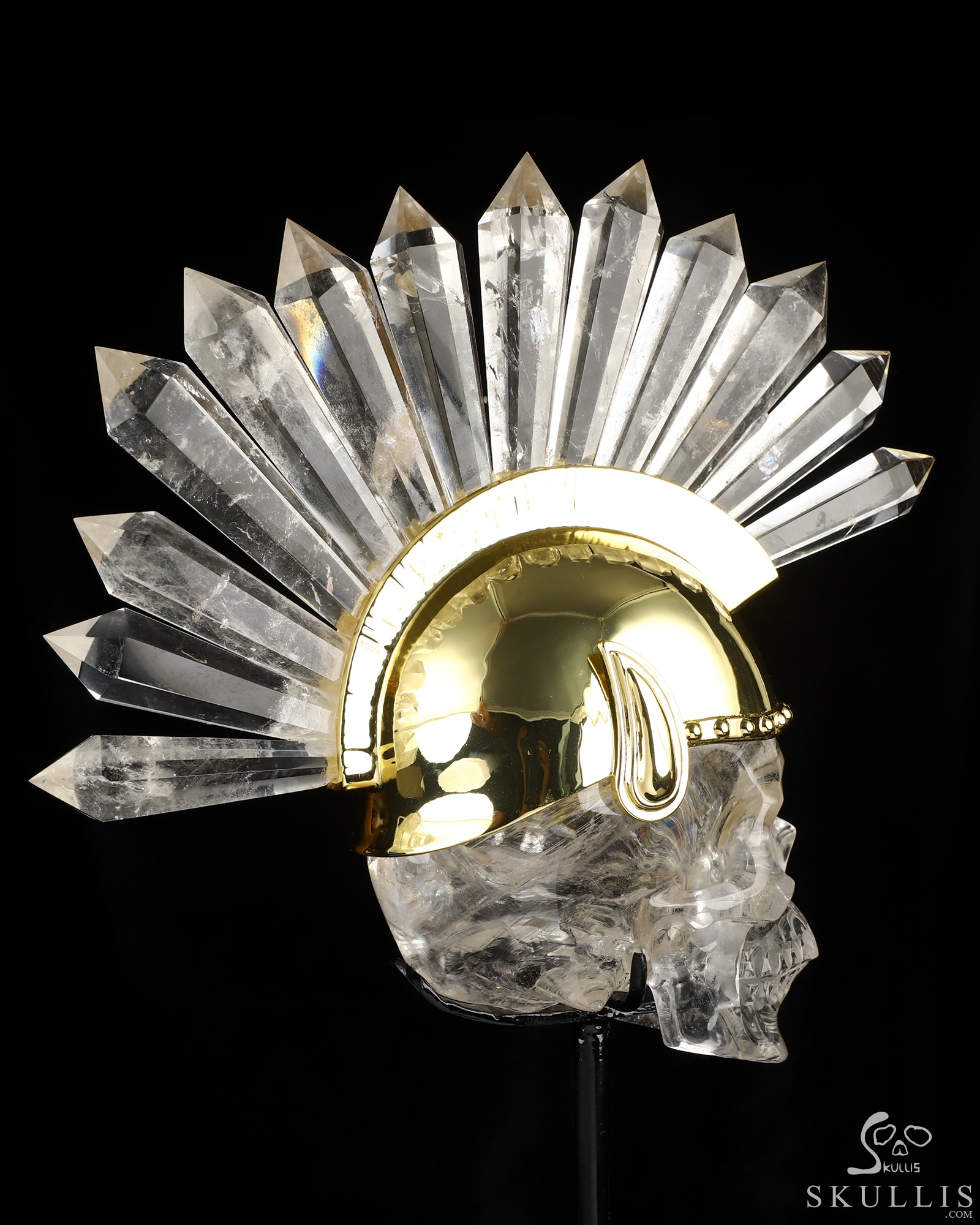 Achilles' Last Stand - 7.1" Quartz Rock Crystal Hand Carved Punk Crystal Skull Sculpture, Crystal Healing Achilles' Last Stand - 7.1" Quartz Rock Crystal Hand Carved Punk Crystal Skull Sculpture, Crystal Healing
