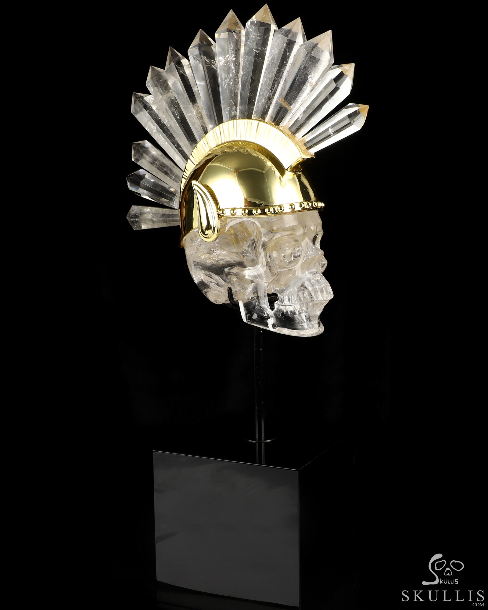 Achilles' Last Stand - 7.1" Quartz Rock Crystal Hand Carved Punk Crystal Skull Sculpture, Crystal Healing Achilles' Last Stand - 7.1" Quartz Rock Crystal Hand Carved Punk Crystal Skull Sculpture, Crystal Healing