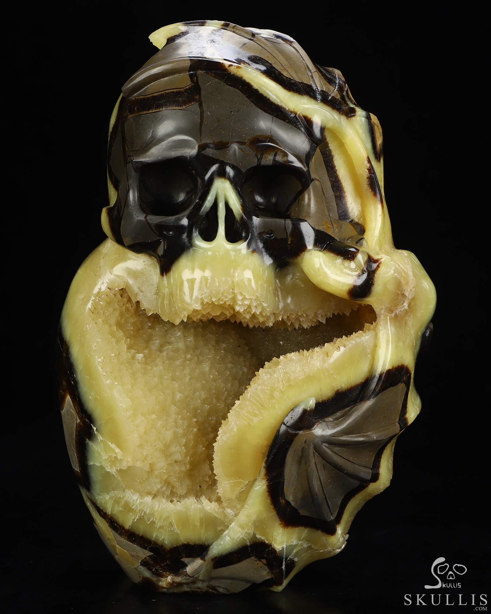 7.6" Dragon Septarian Stone Geode Hand Carved Crystal Skull Fine Art Sculpture, Crystal Healing 7.6" Dragon Septarian Stone Geode Hand Carved Crystal Skull Fine Art Sculpture, Crystal Healing
