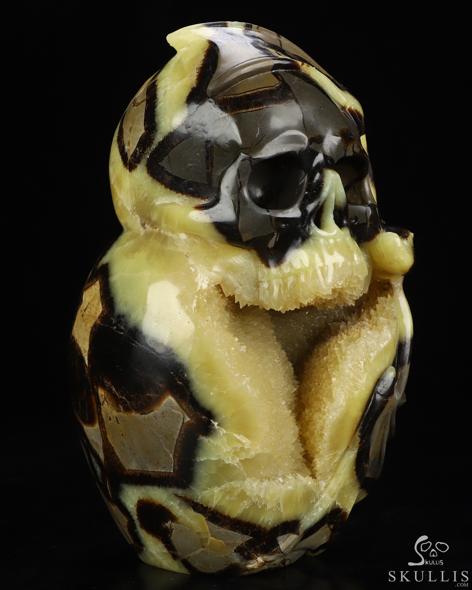7.6" Dragon Septarian Stone Geode Hand Carved Crystal Skull Fine Art Sculpture, Crystal Healing 7.6" Dragon Septarian Stone Geode Hand Carved Crystal Skull Fine Art Sculpture, Crystal Healing