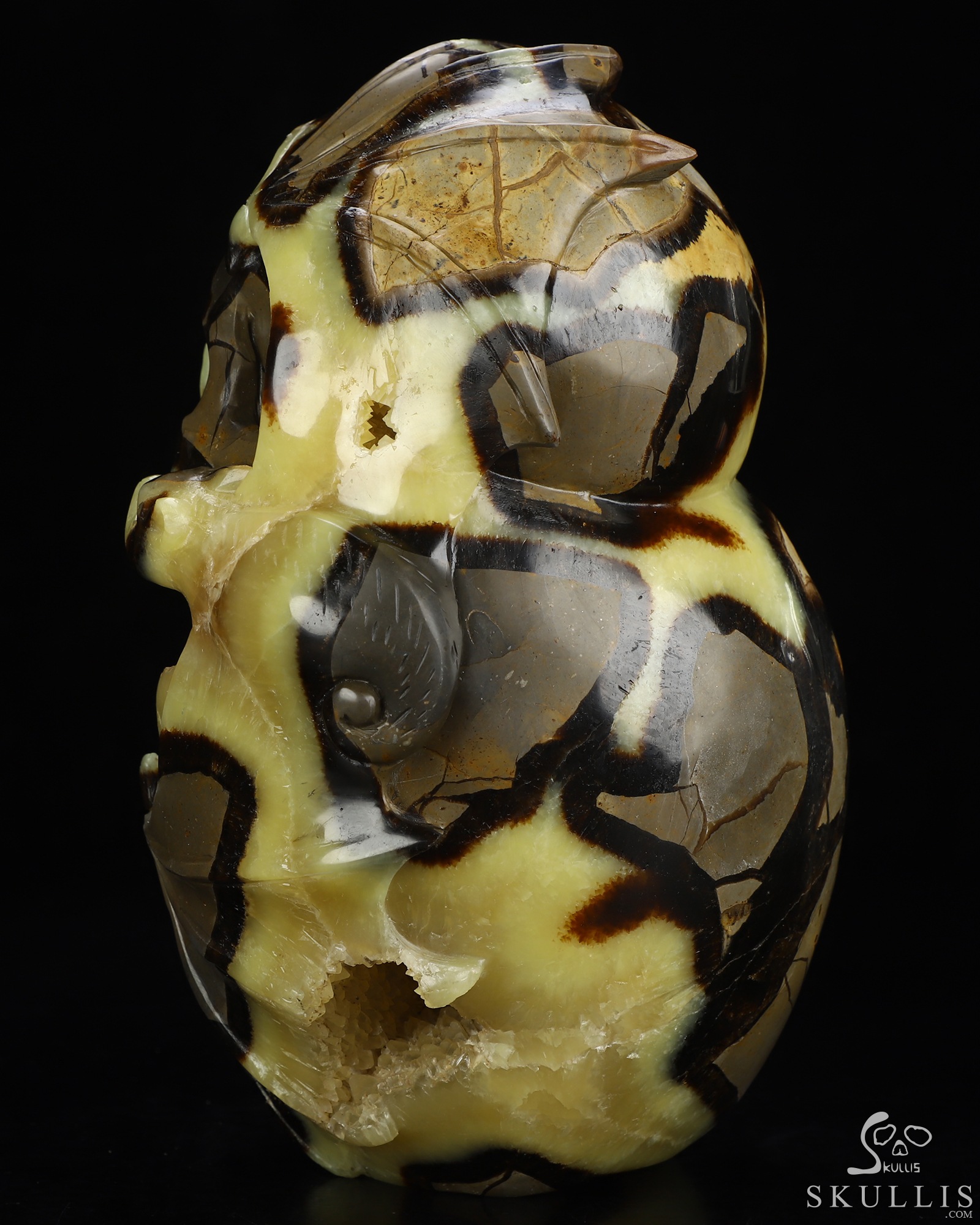 7.6" Dragon Septarian Stone Geode Hand Carved Crystal Skull Fine Art Sculpture, Crystal Healing 7.6" Dragon Septarian Stone Geode Hand Carved Crystal Skull Fine Art Sculpture, Crystal Healing
