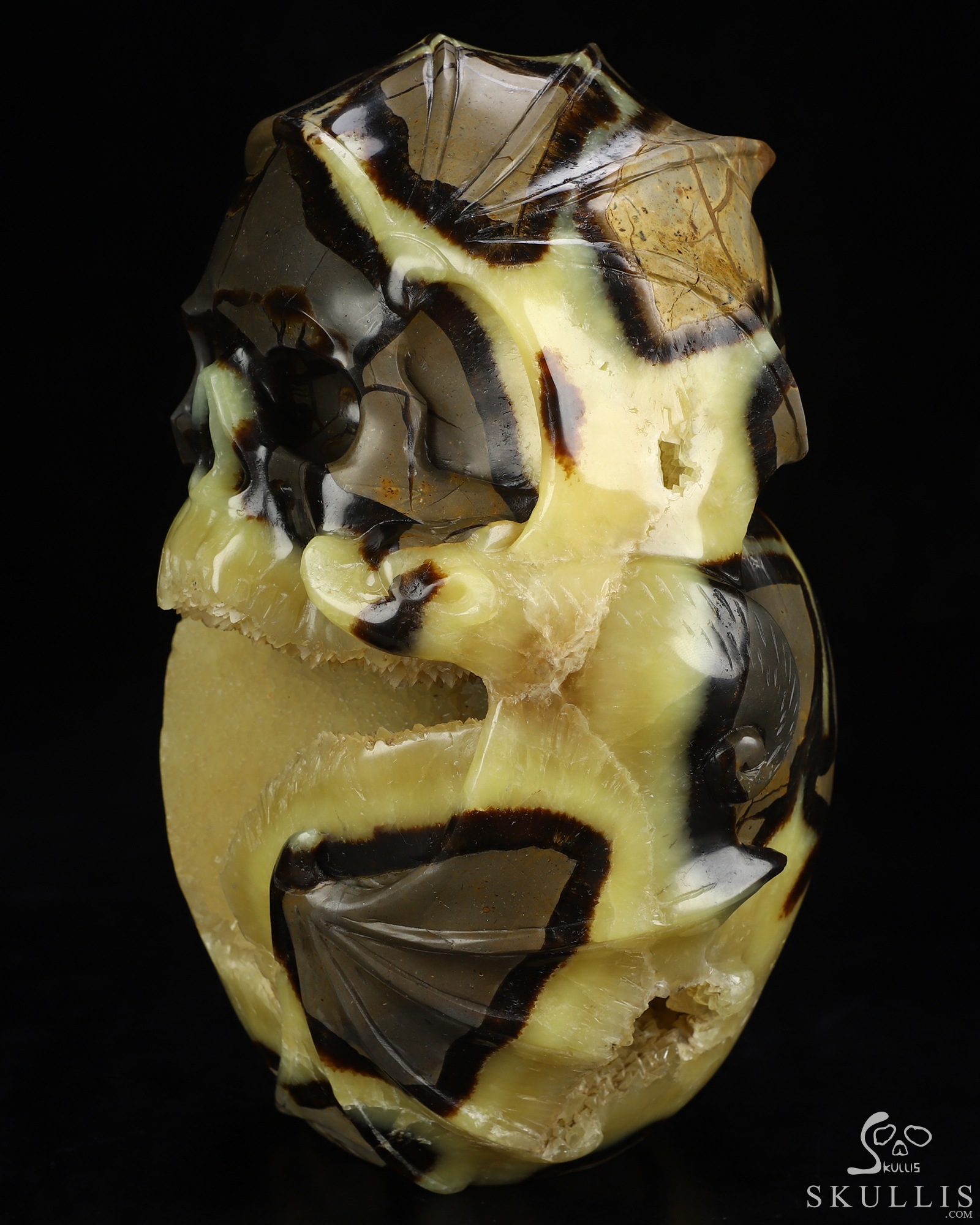 7.6" Dragon Septarian Stone Geode Hand Carved Crystal Skull Fine Art Sculpture, Crystal Healing 7.6" Dragon Septarian Stone Geode Hand Carved Crystal Skull Fine Art Sculpture, Crystal Healing