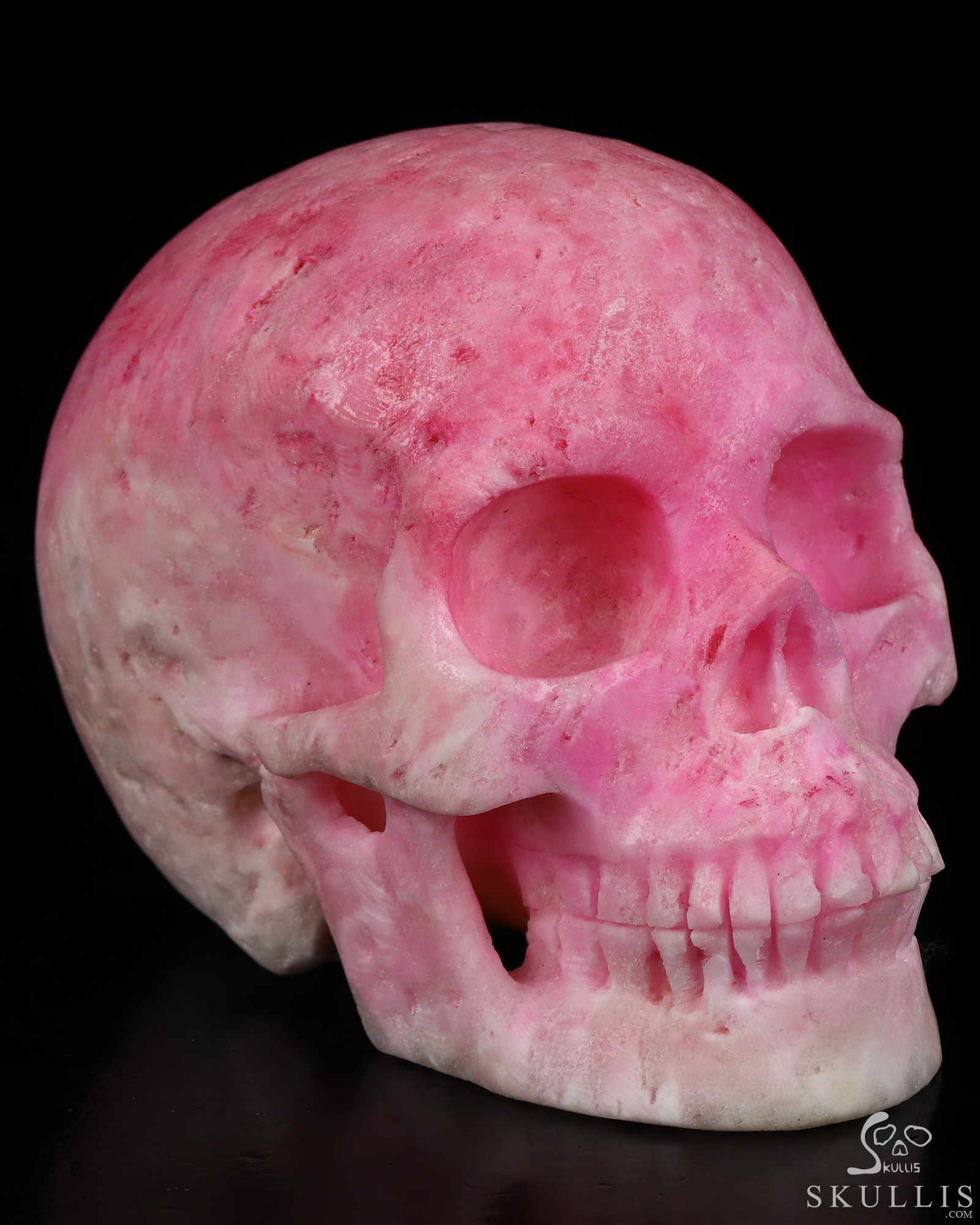 5.1" Pink Aragonite Hand Carved Crystal Skull, Realistic, Crystal Healing 5.1" Pink Aragonite Hand Carved Crystal Skull, Realistic, Crystal Healing