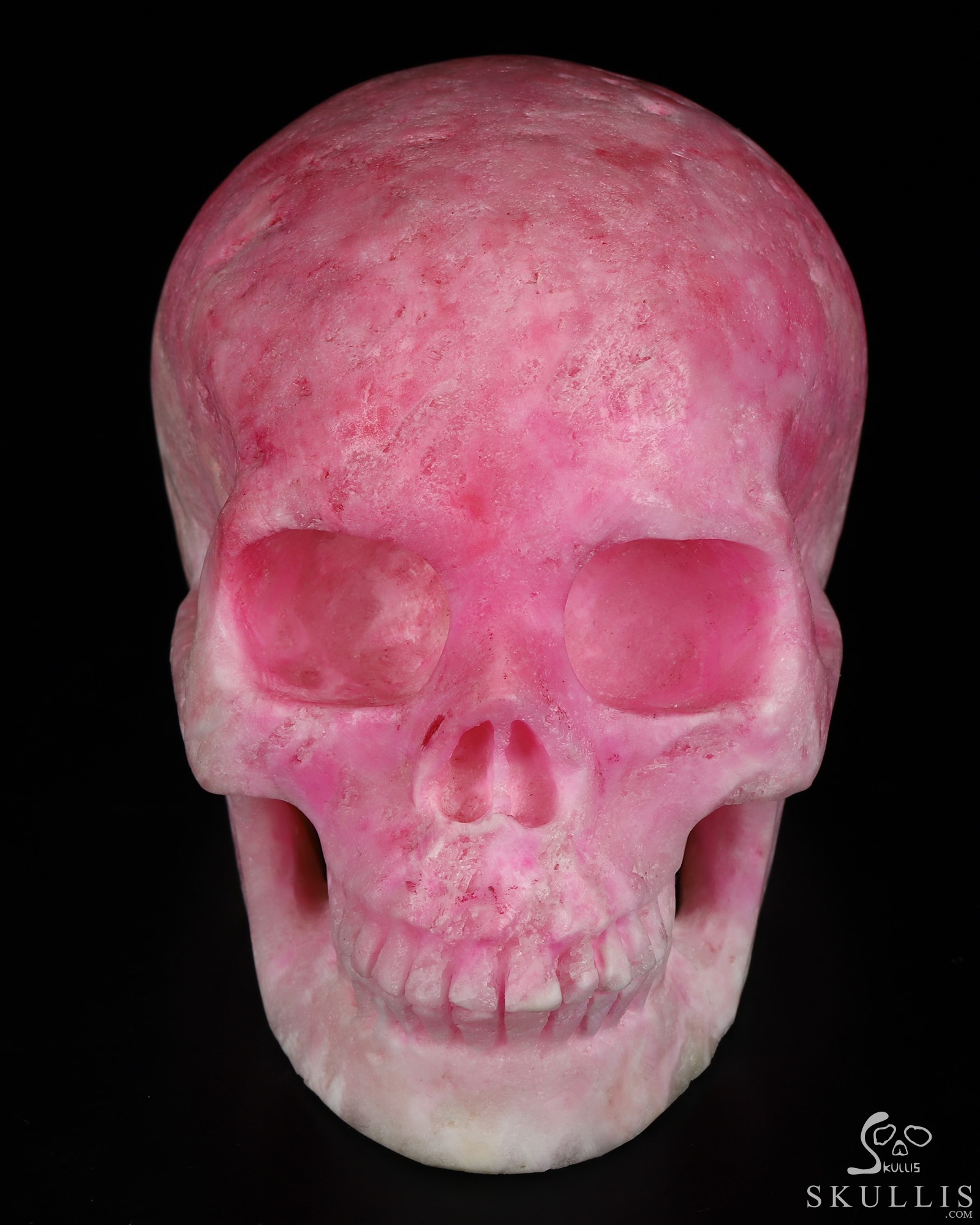 5.1" Pink Aragonite Hand Carved Crystal Skull, Realistic, Crystal Healing 5.1" Pink Aragonite Hand Carved Crystal Skull, Realistic, Crystal Healing