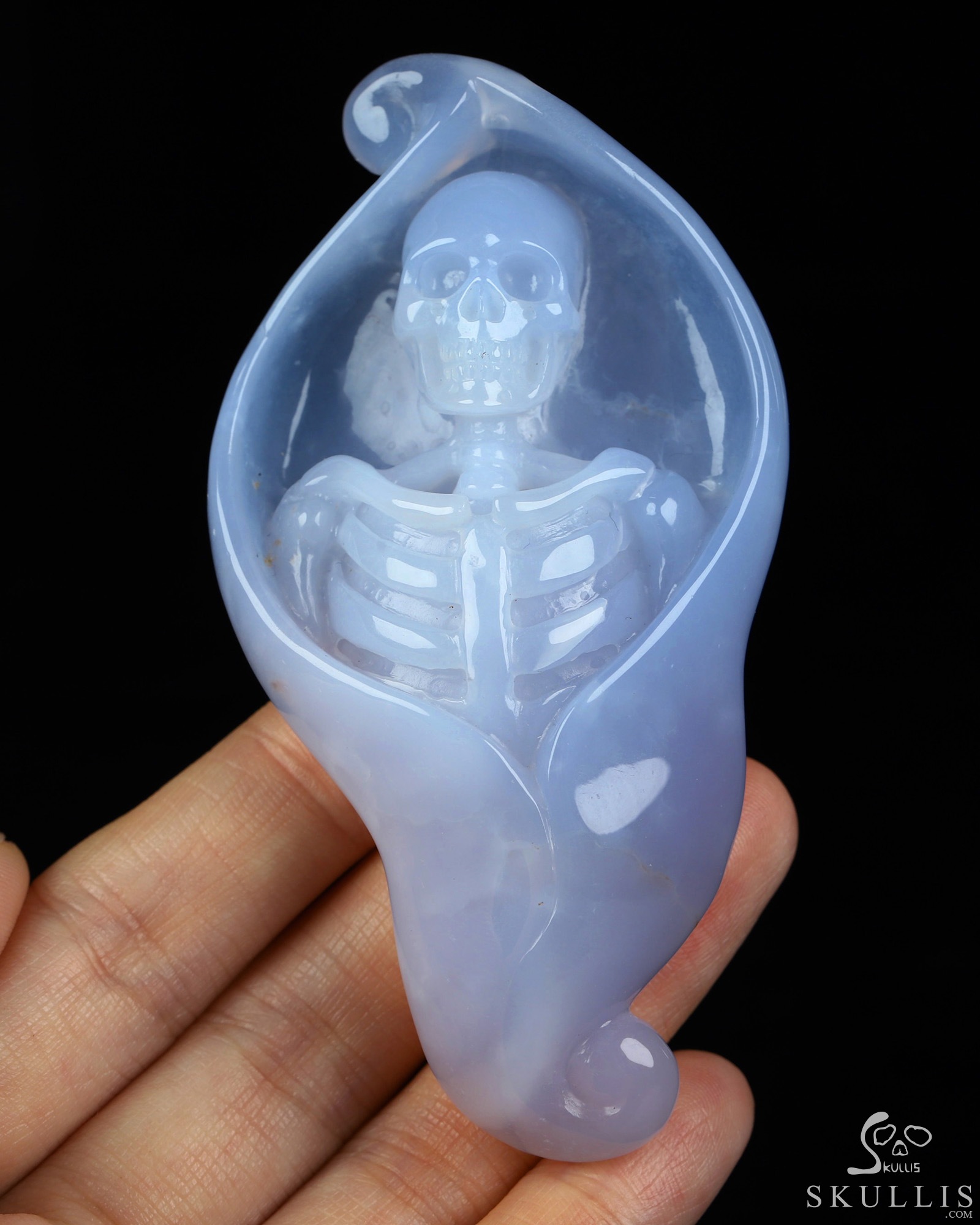 3.5" Blue Chalcedony Hand Carved Crystal Skull 3.5" Blue Chalcedony Hand Carved Crystal Skull