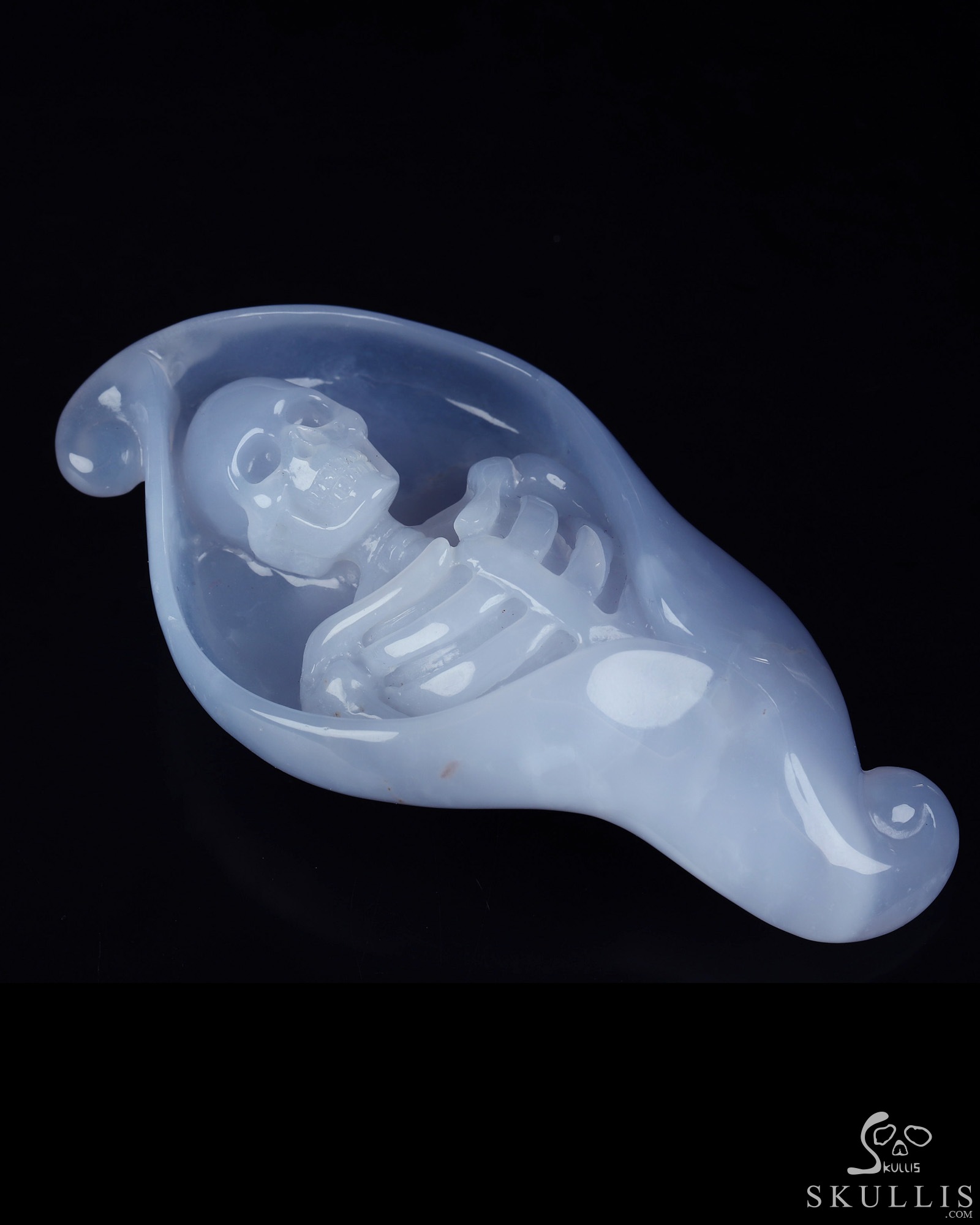3.5" Blue Chalcedony Hand Carved Crystal Skull 3.5" Blue Chalcedony Hand Carved Crystal Skull