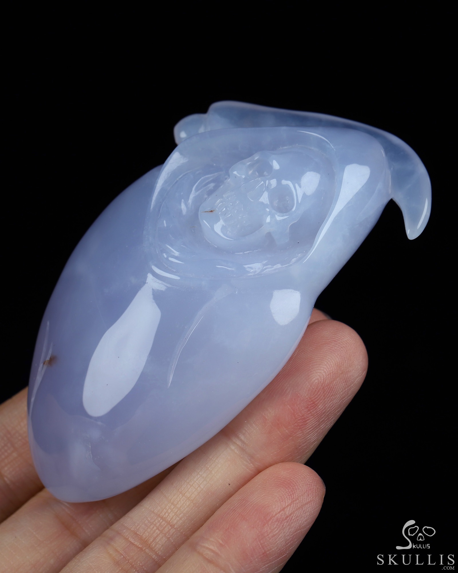 2.9" Blue Chalcedony Hand Carved Death Crystal Skull 2.9" Blue Chalcedony Hand Carved Death Crystal Skull