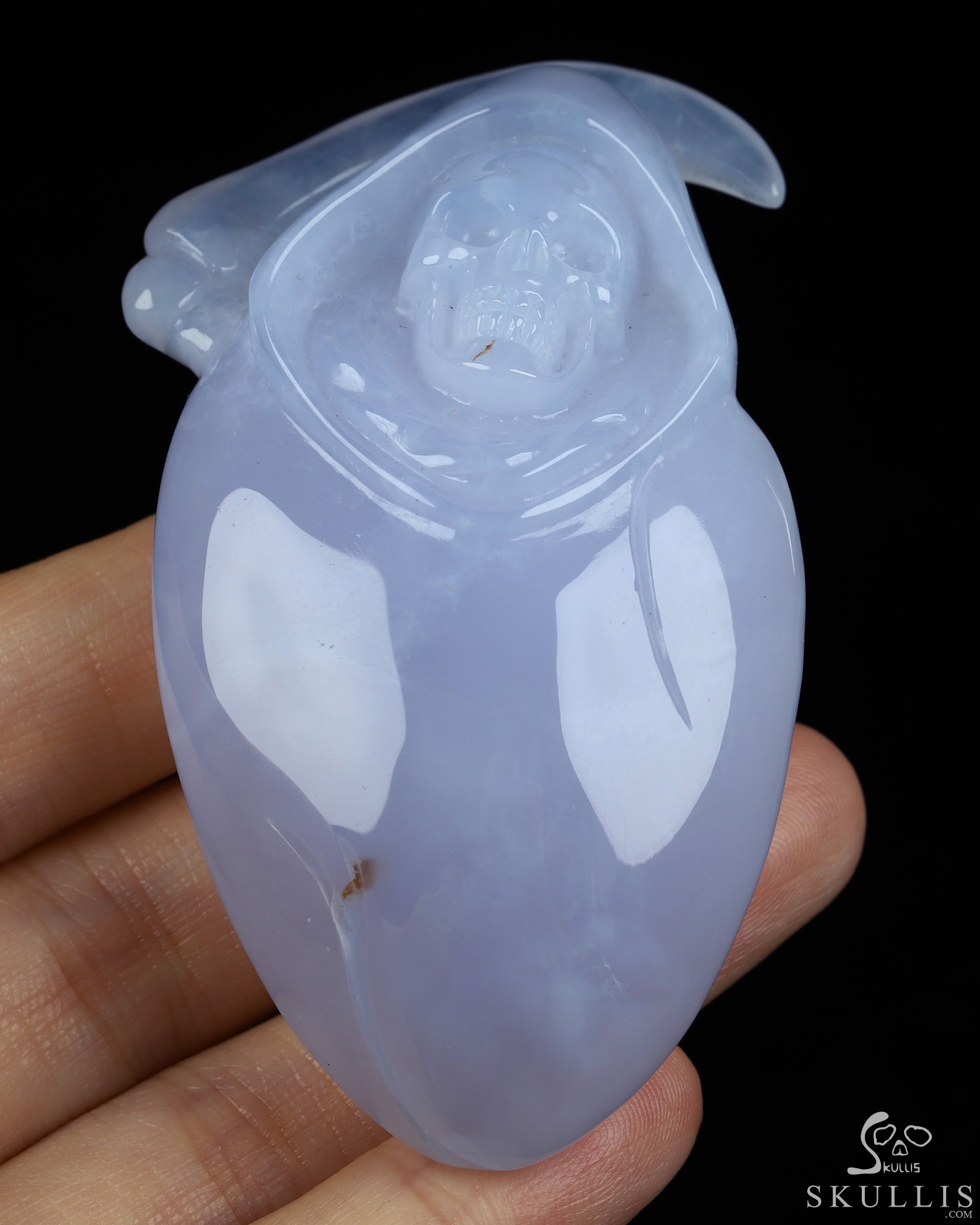 2.9" Blue Chalcedony Hand Carved Death Crystal Skull 2.9" Blue Chalcedony Hand Carved Death Crystal Skull